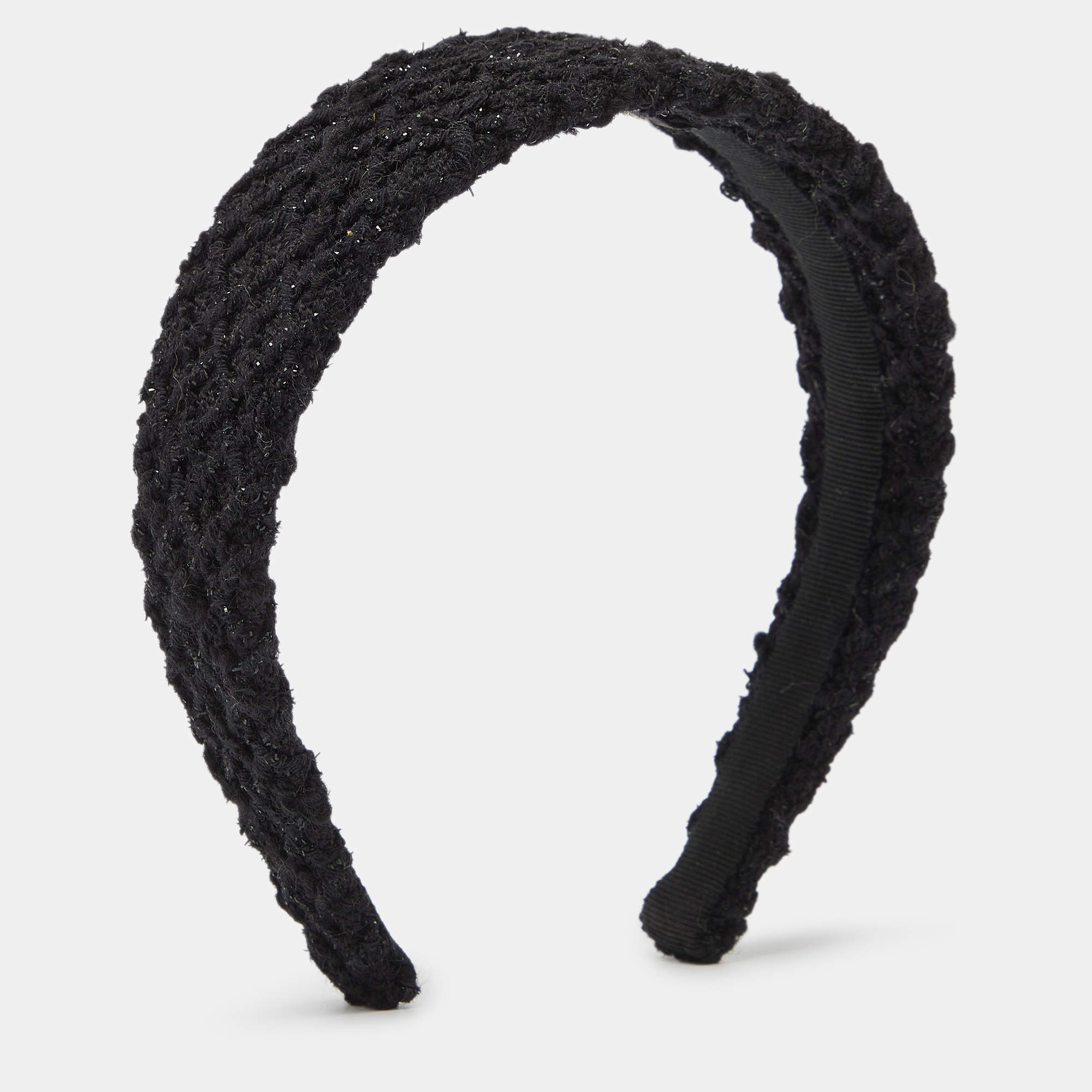 Pre Owned Chanel Black Tweed Headband