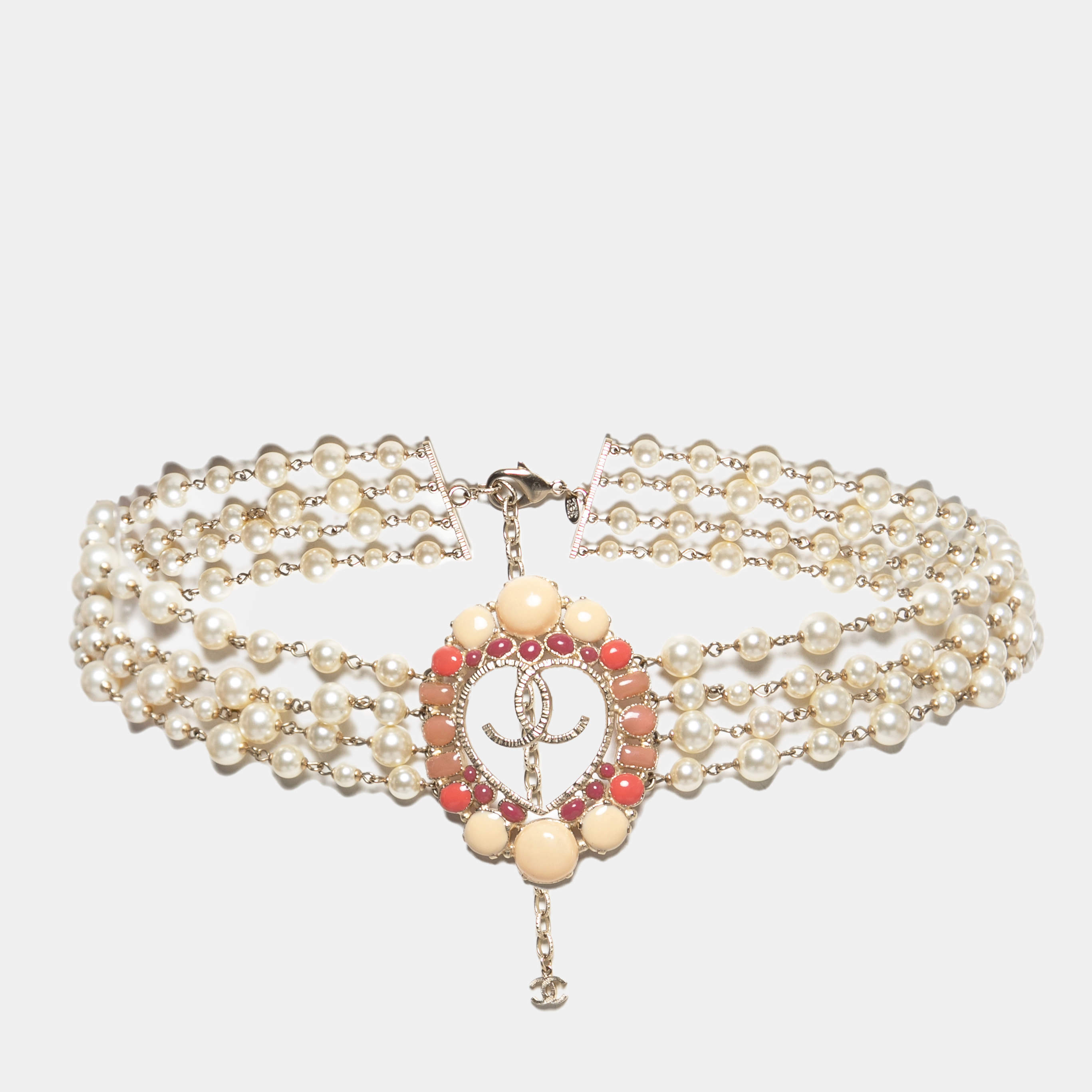 Chanel CC Faux Pearl Enamel Gold Tone Waist Belt