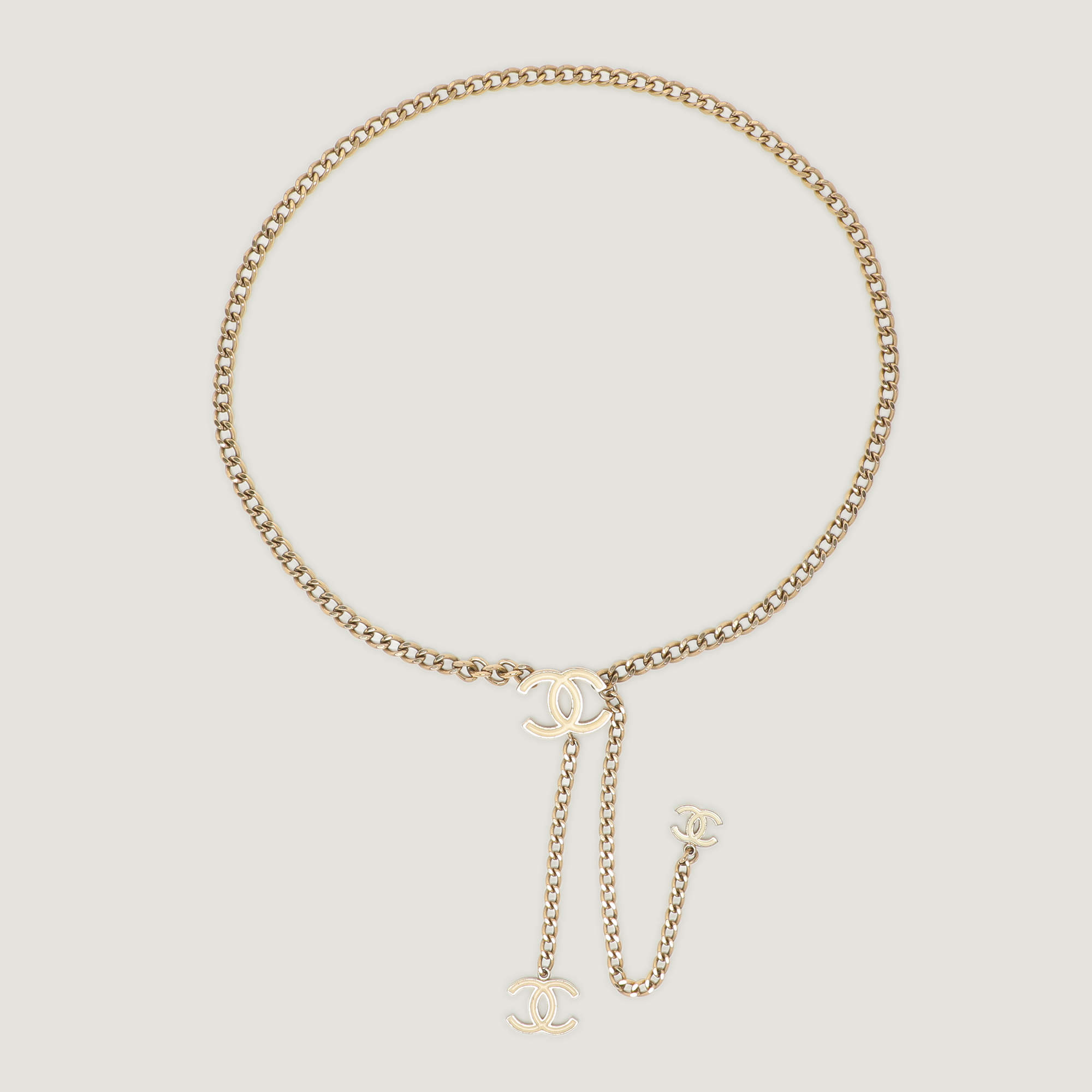 Chanel Gold Tone Enamel CC Charm Chain Belt