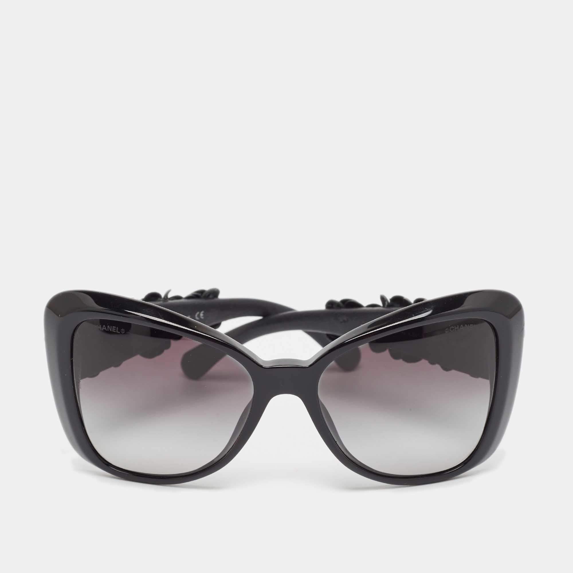 Pre Owned Chanel Black Gradient 5317-G CC Camellia Butterfly Sunglasses 