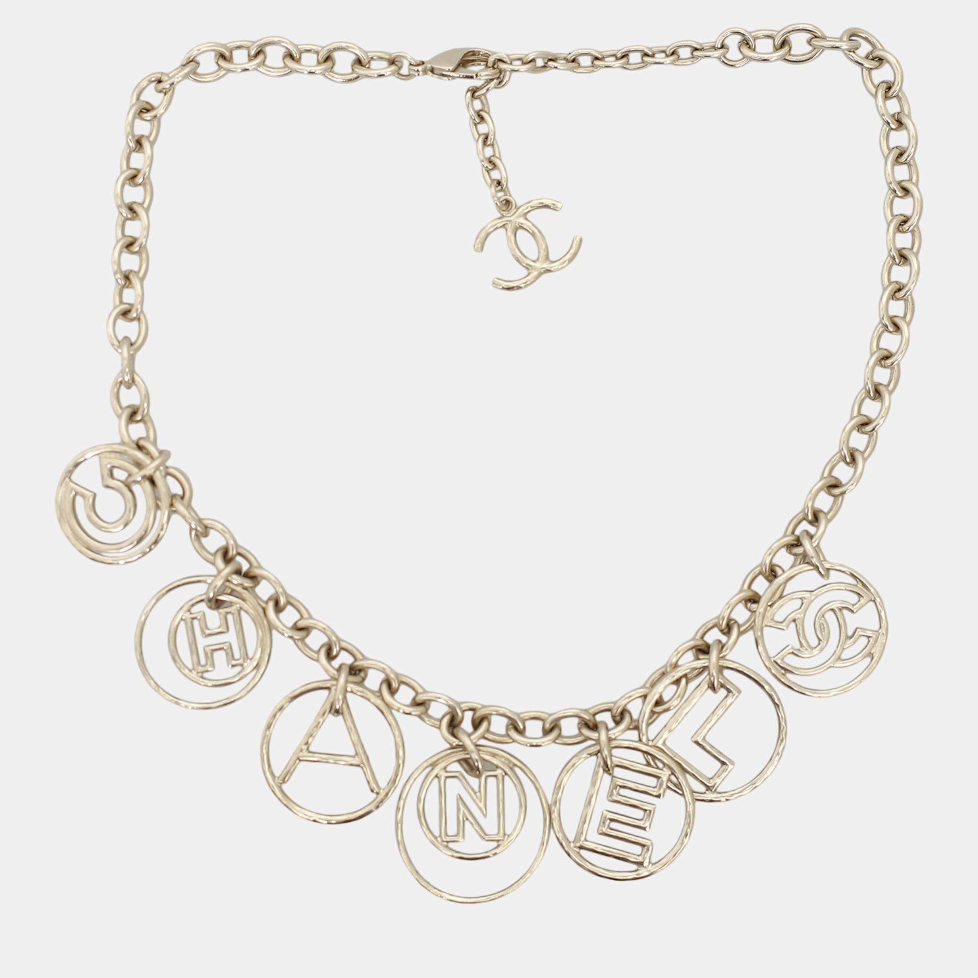 Pre Owned Chanel Gold Logo Chain Necklace