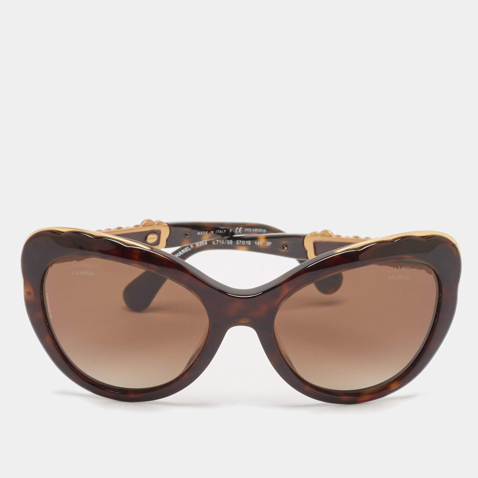 Chanel Tortoise Brown Gradient 5354 Bijou Polarizes Cat Eye Sunglasses