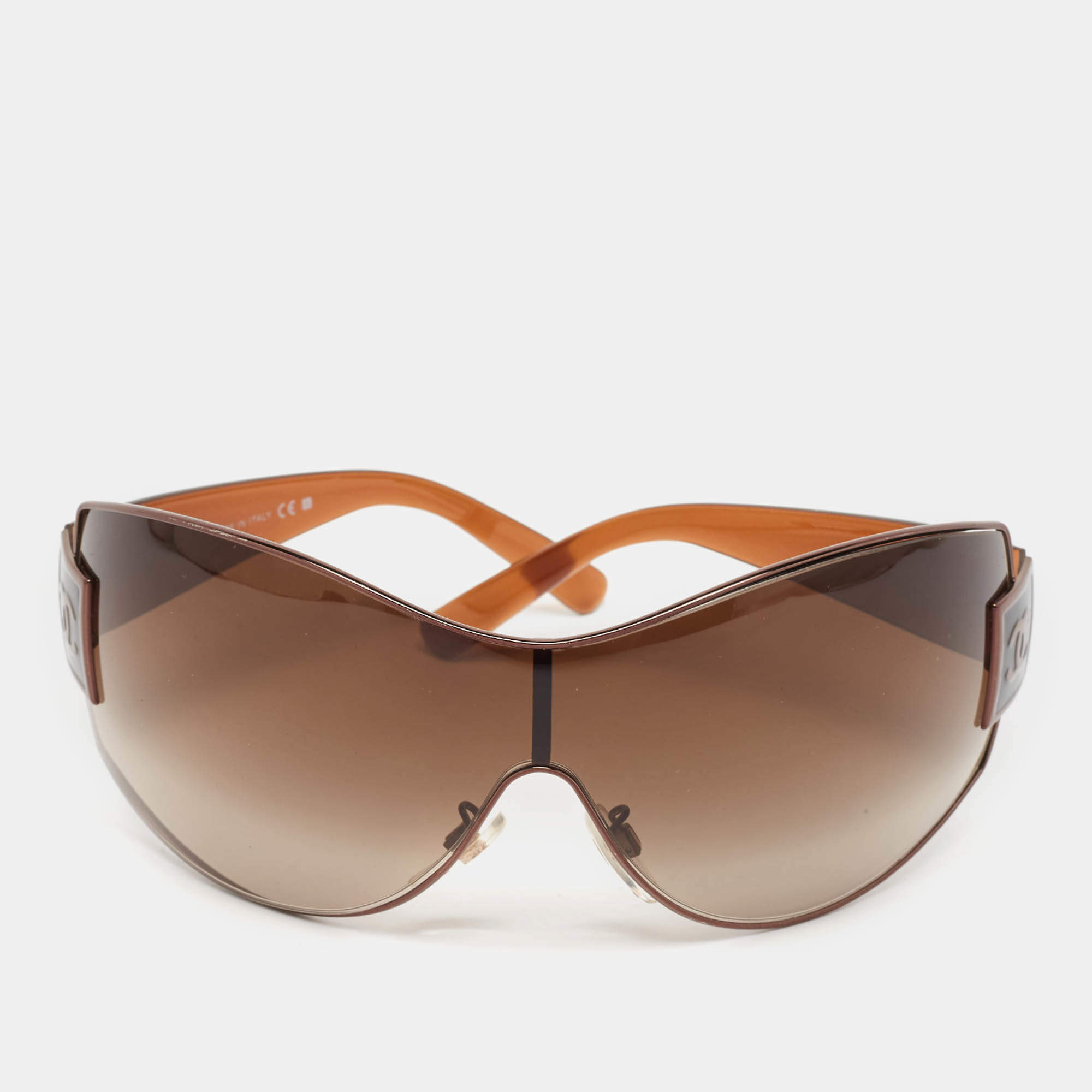 Chanel Brown Gradient CC 4114 Oversized Shield Sunglasses