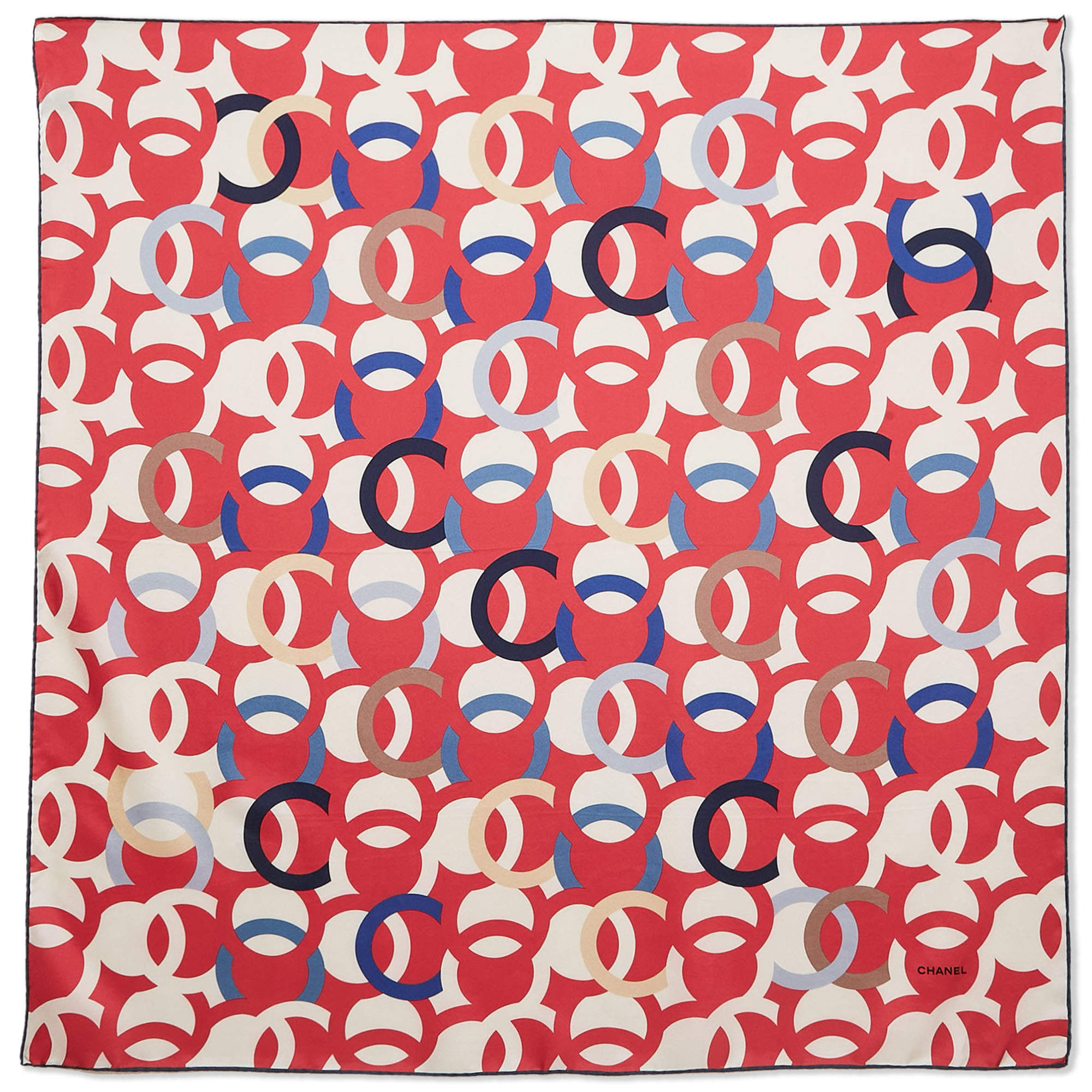 Chanel Pink/Multicolor CC Interlock Monogram Print Silk Scarf 