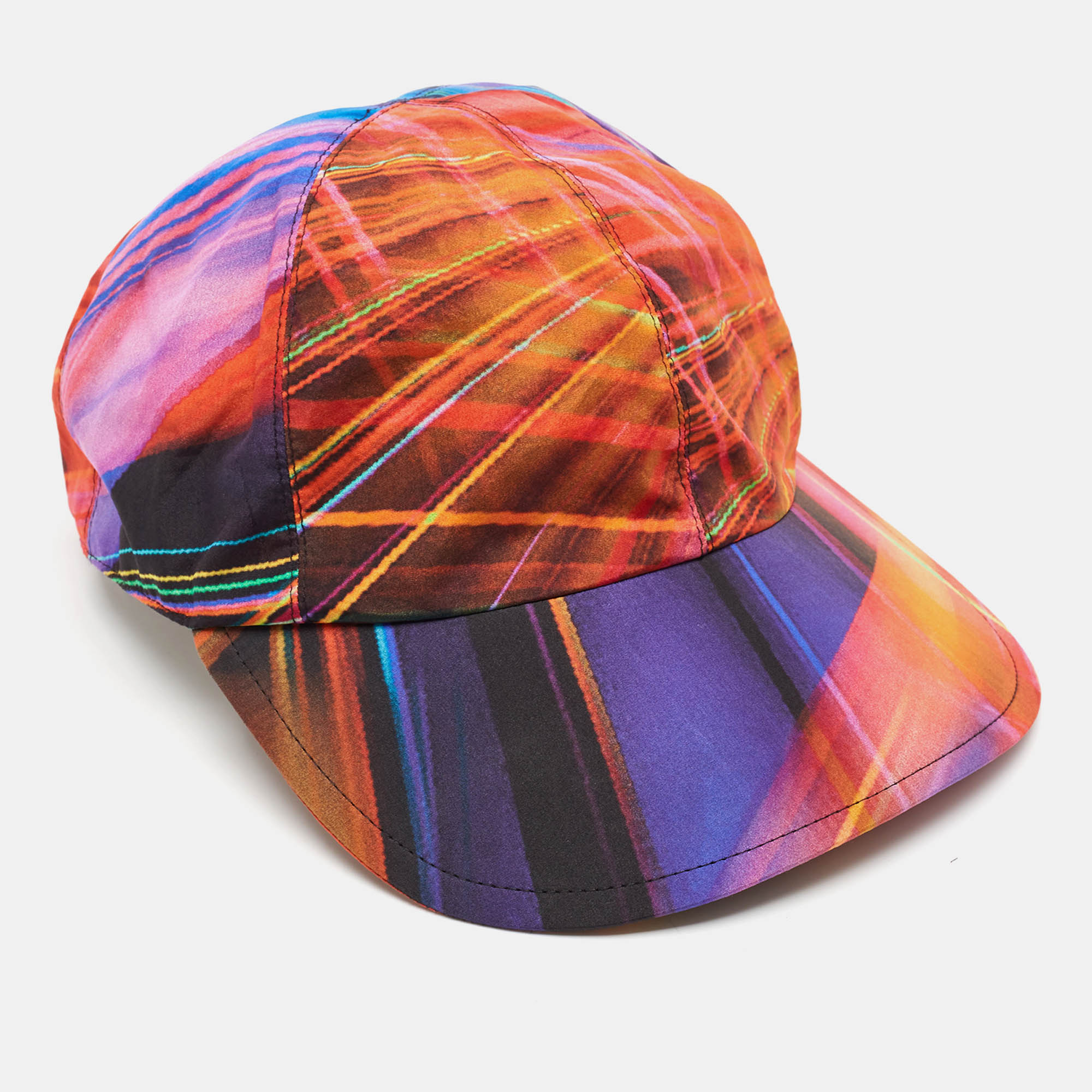 Pre Owned Chanel Multicolor Printed Silk Baseball Cap One Size 
