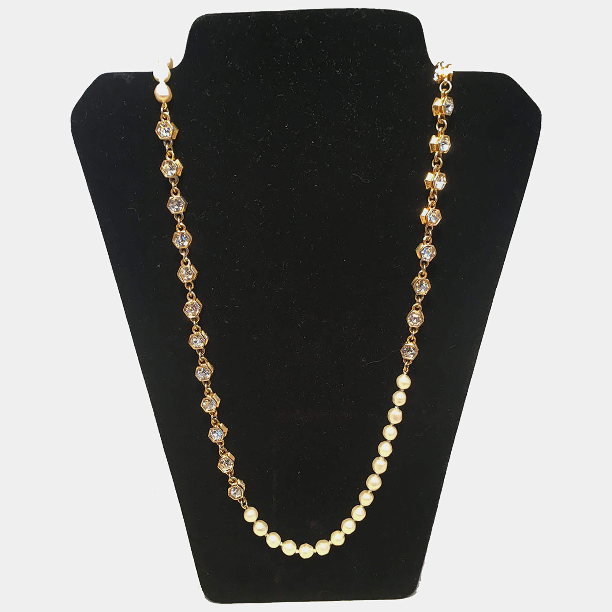 Chanel Vintage Pearl And Crystal Beaded Necklace