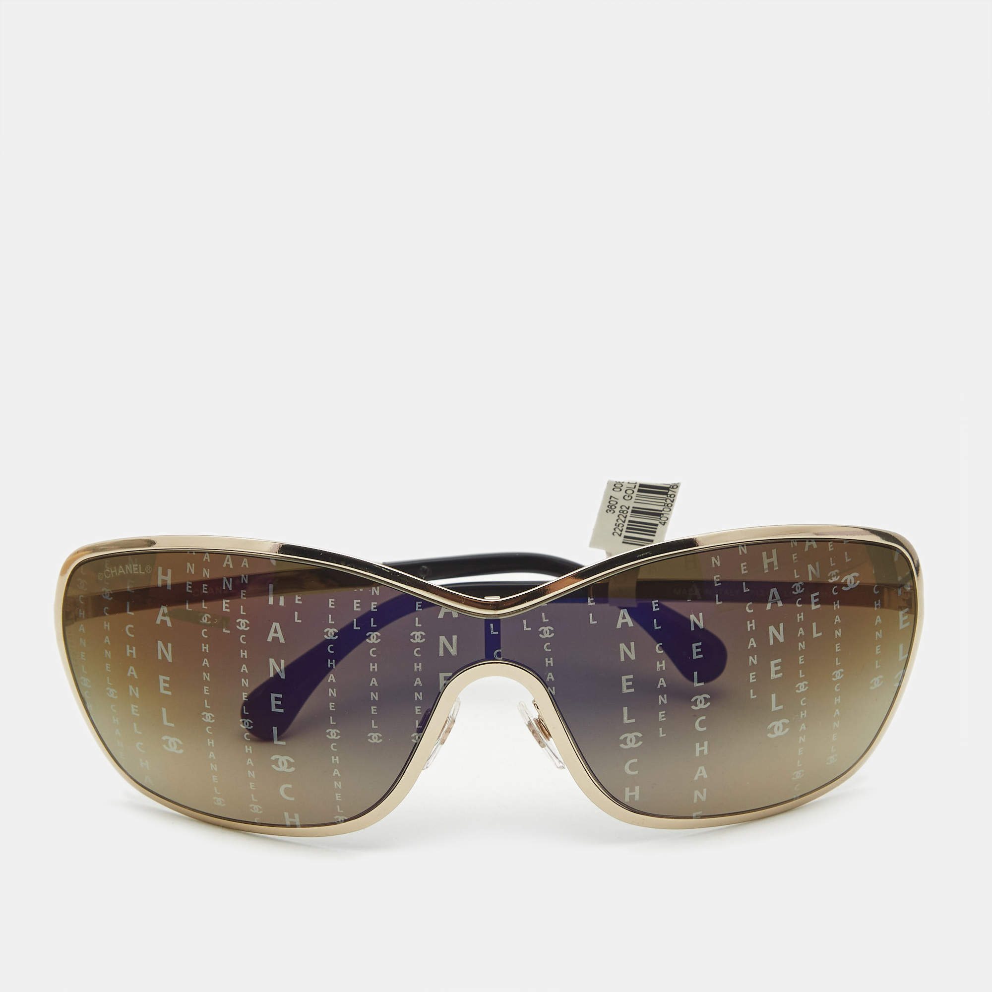 Pre Owned Chanel Black Gradient 71212 Runaway Shield Sunglasses
