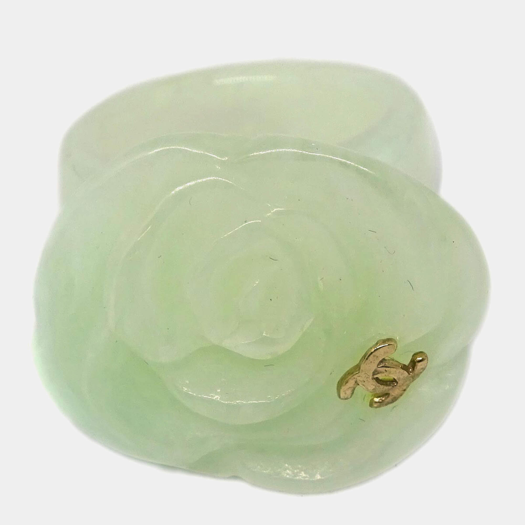 مملوكة مسبقًا Chanel Ring Light Green Acrylic Size 53