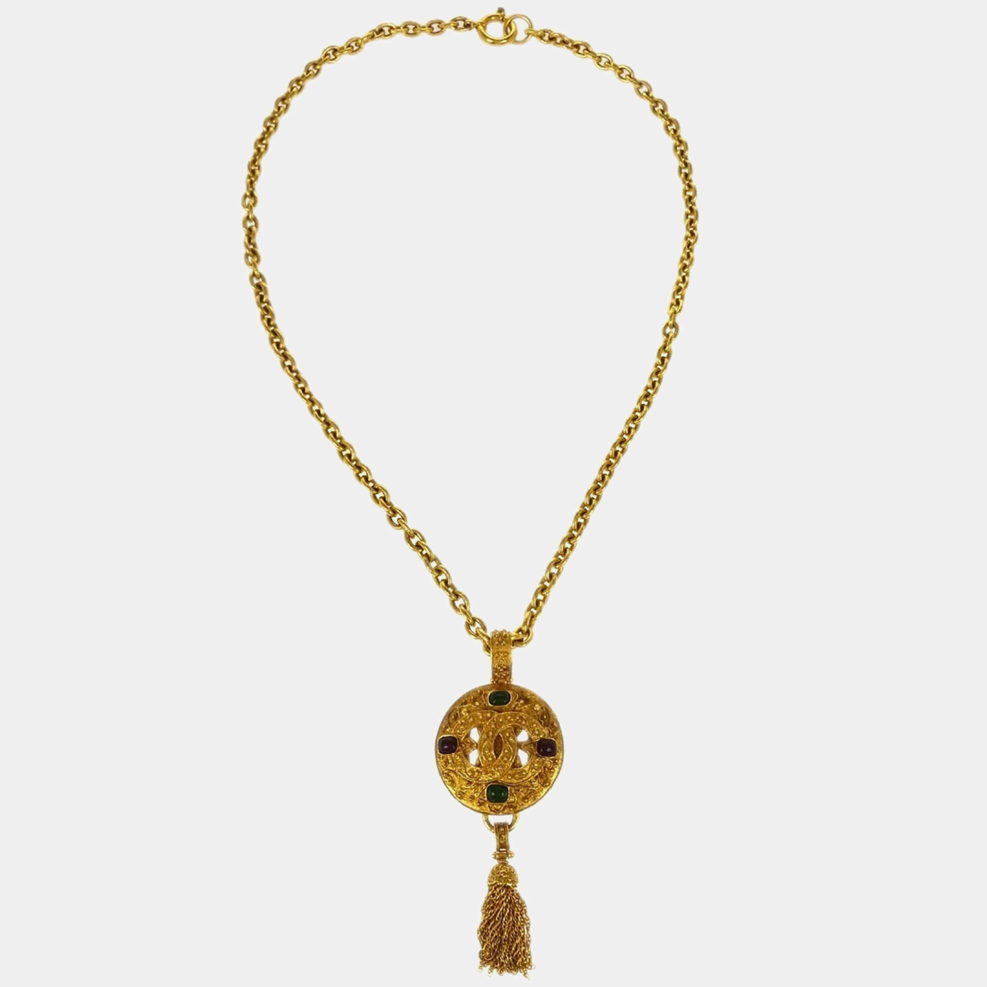 Chanel Gold Chain Pendant Necklace 