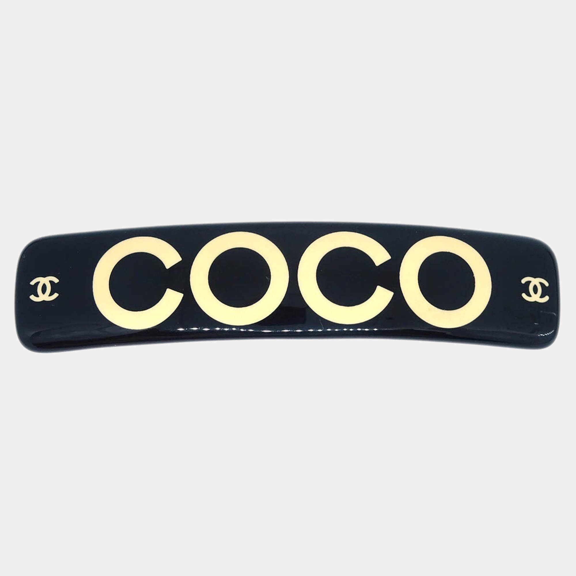 Chanel Black Acrylic Barrette Hair Accessory 