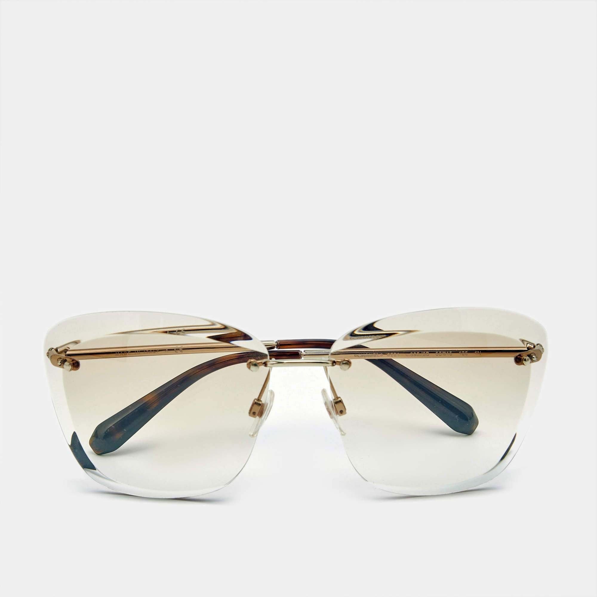 Pre Owned Chanel Light Brown Gradient 4221 Rimless Butterfly Sunglasses