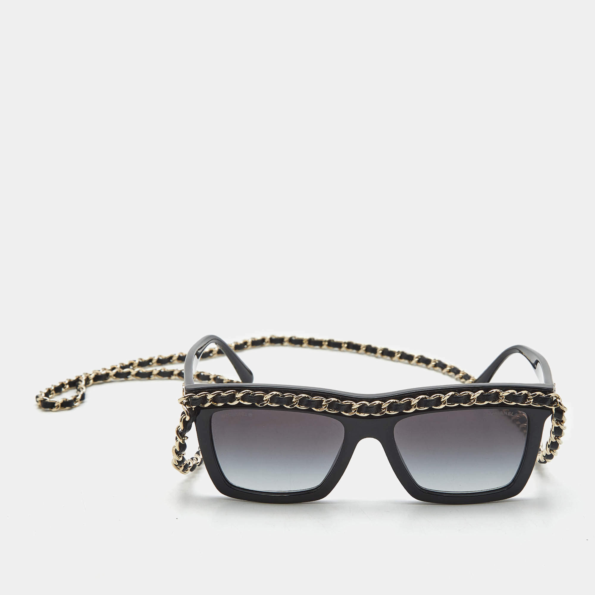 Pre Owned Chanel Black Gradient 71627 Chain Square Sunglasses