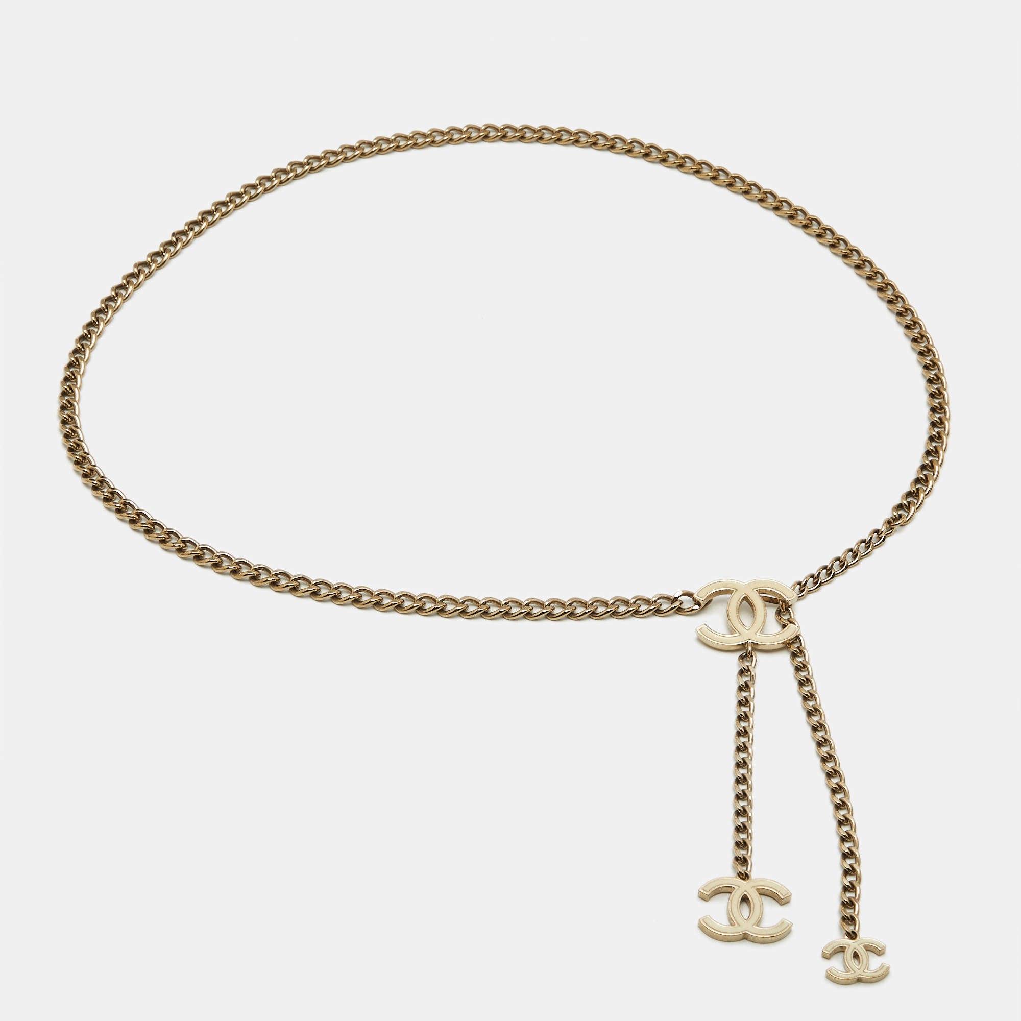 Pre Owned Chanel CC Enamel Gold Tone Chain Belt