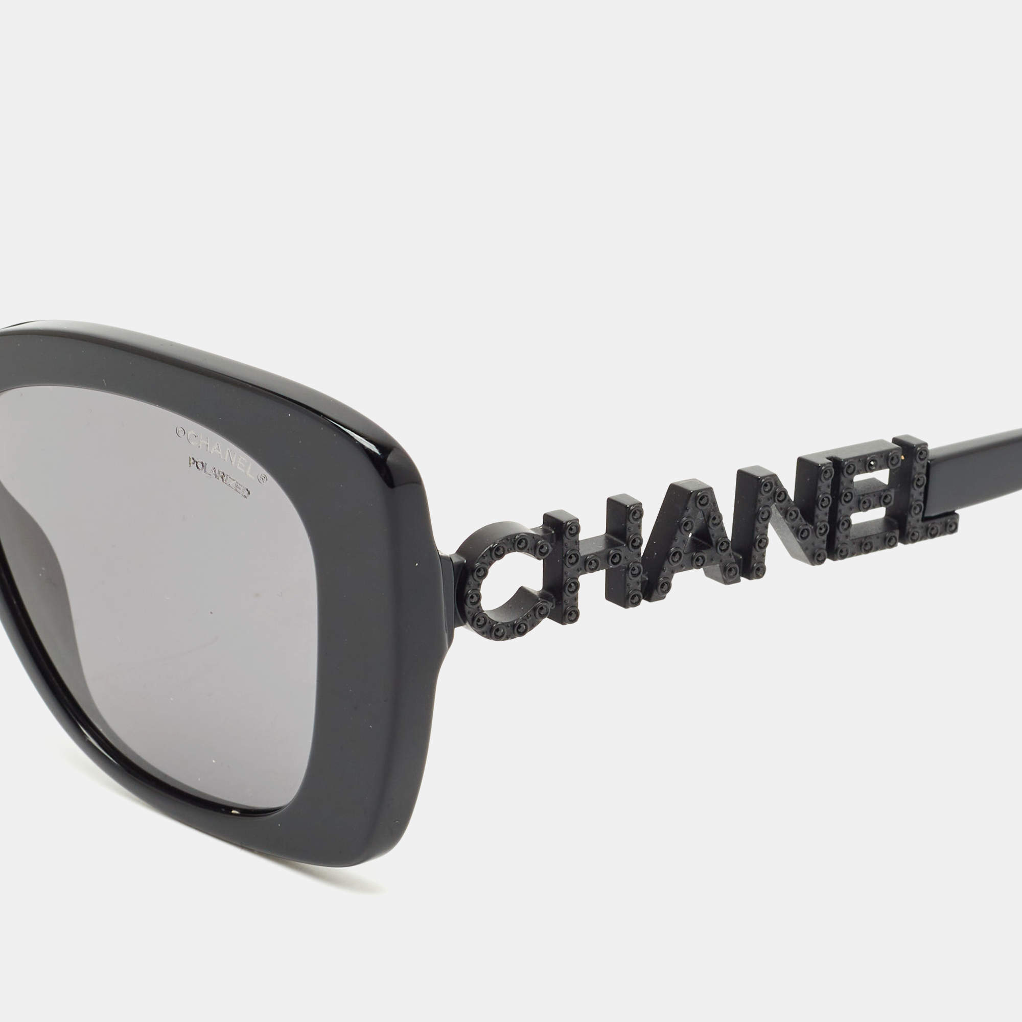 【美品】 CHANEL sunglasses リボン 箱ケースなし Chanel Sunglasses 5494 c.1047/S6 Black Silver Oversized