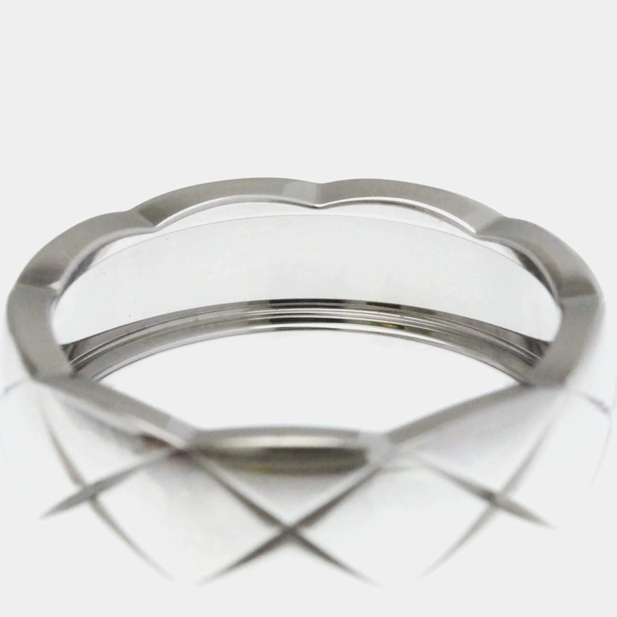 Pre Owned خاتم شانيل كوكو كرش مقاس متوسط ذهب أبيض 18 قيراط بدون أحجار فضي