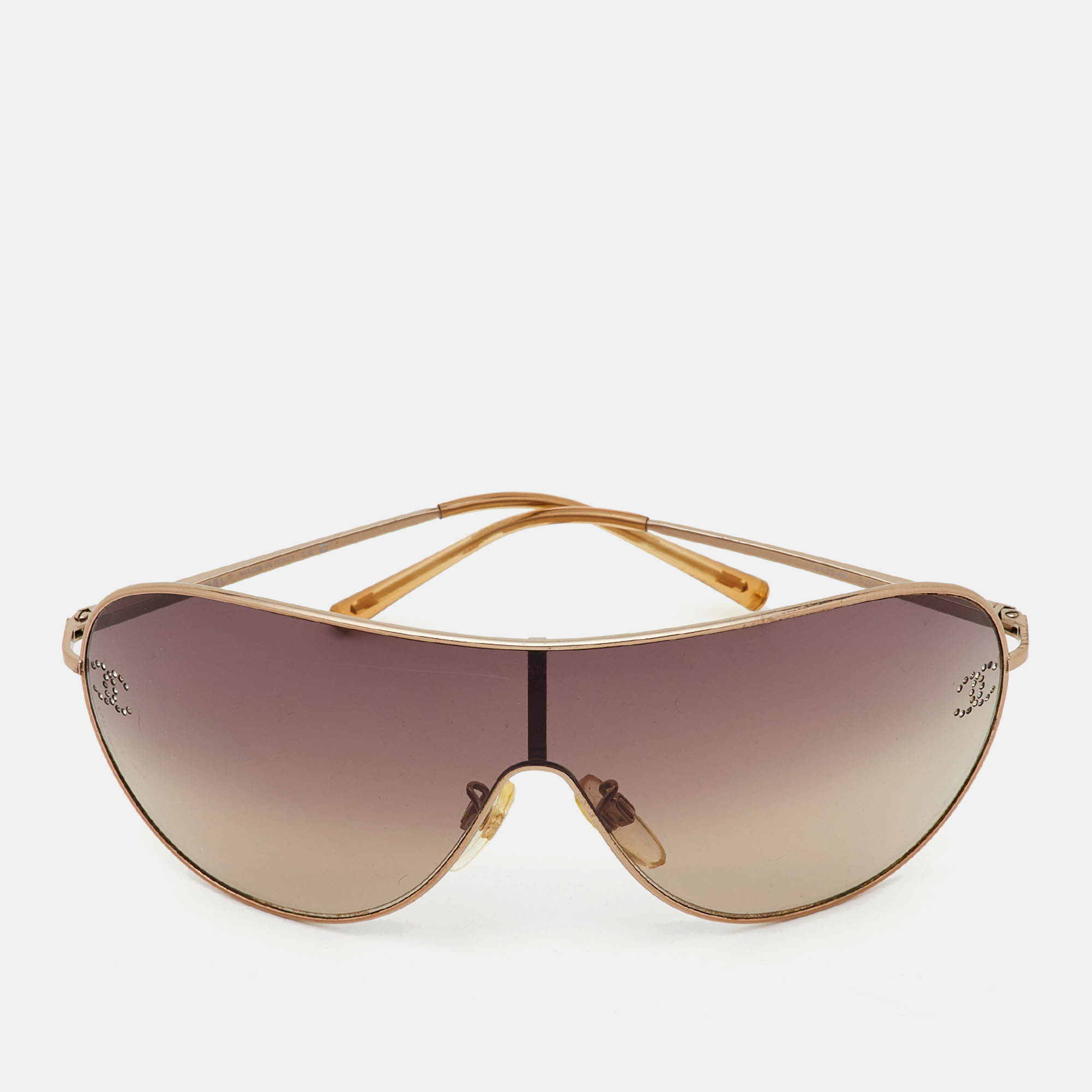 مملوكة مسبقًا Chanel Gold Tone/Brown Gradient 4122-B CC Shield Sunglasses