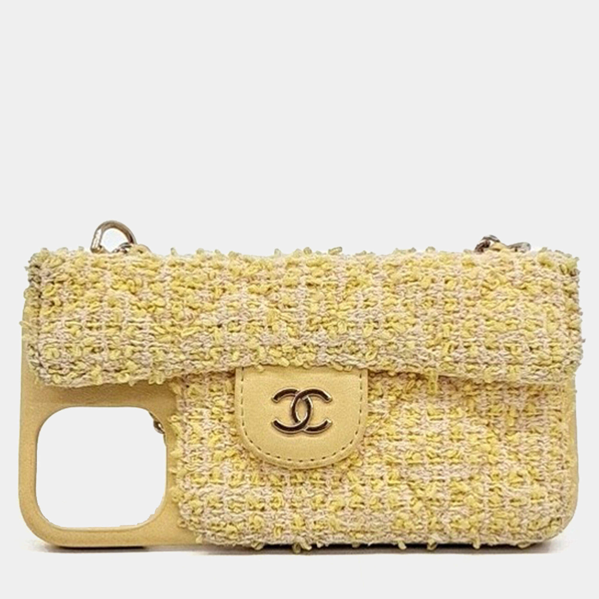 Pre Owned Chanel Tweed Chain Phone Case