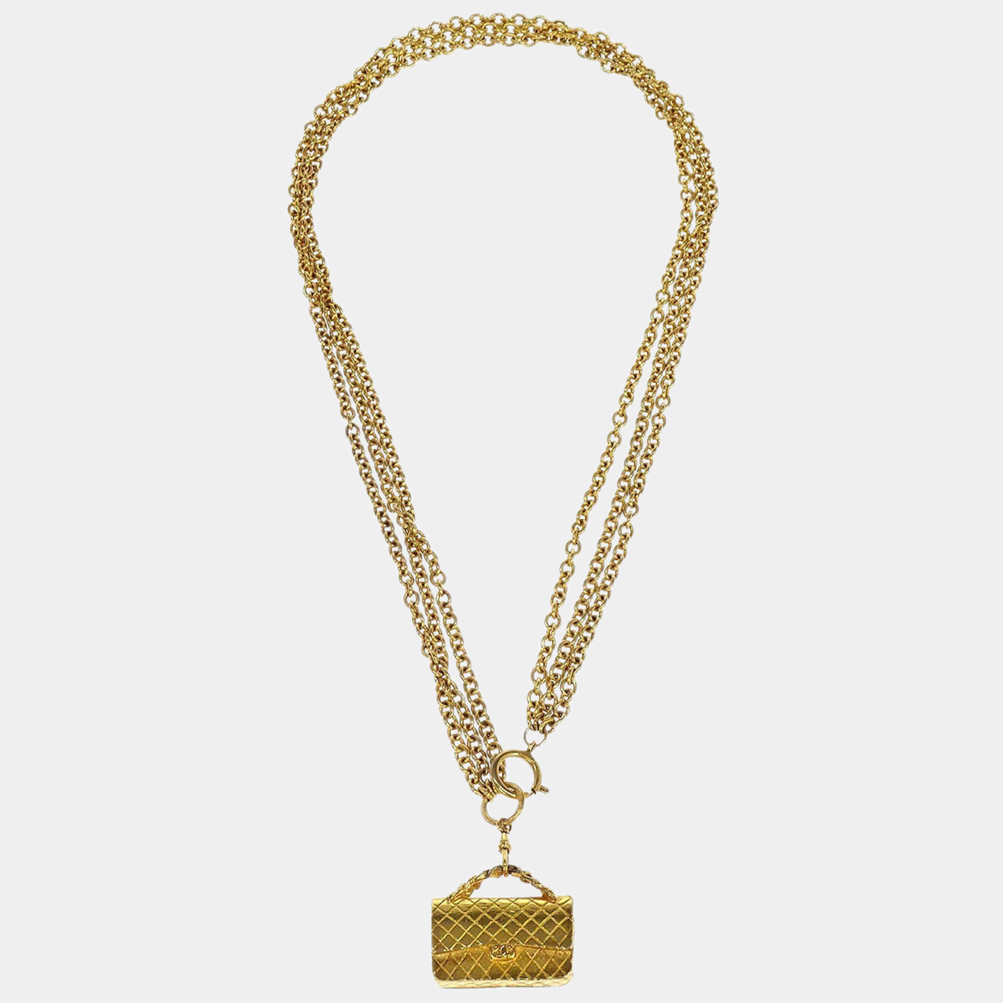 Pre Owned Chanel Gold Handbag Chain Pendant Necklace