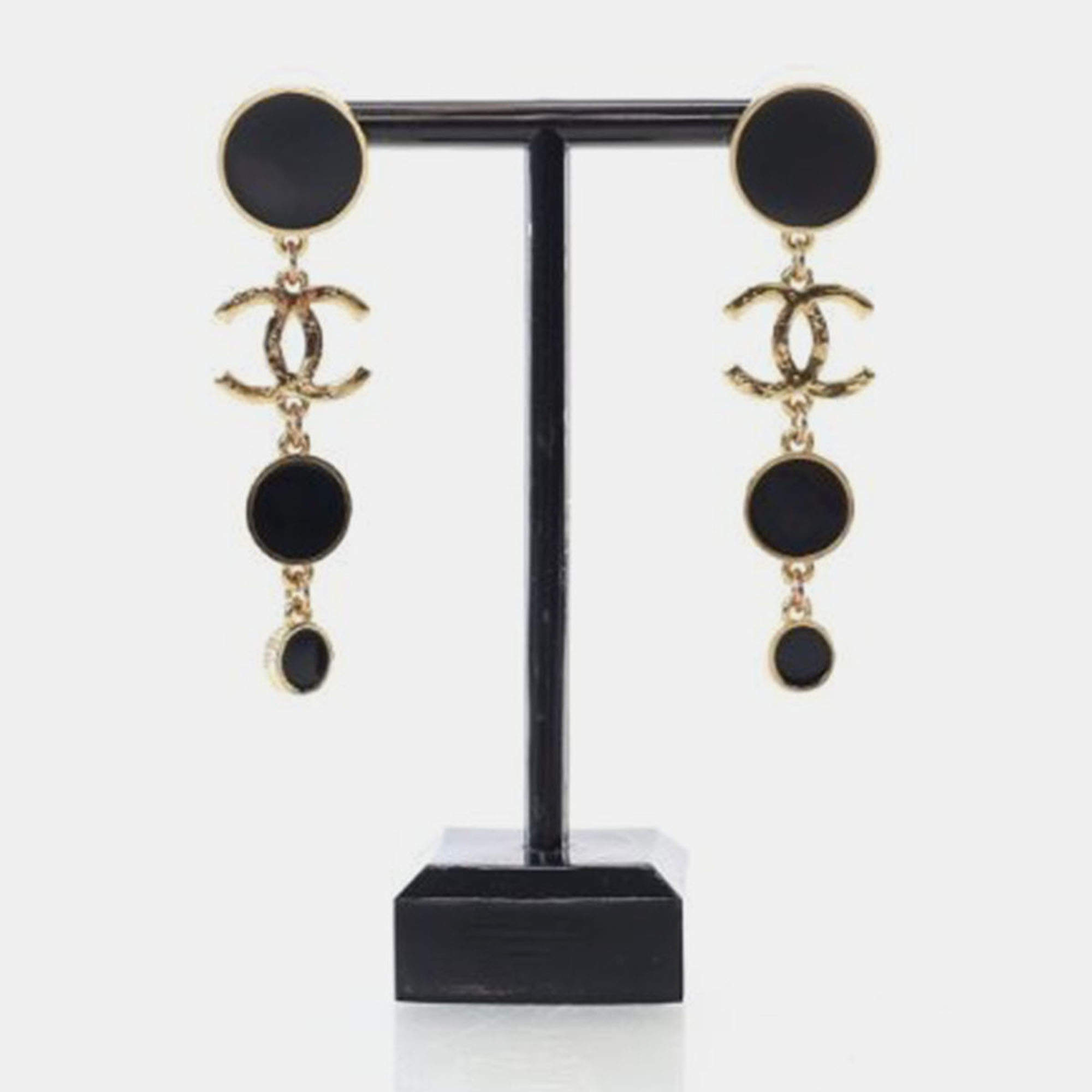 Pre Owned Chanel CC Enamel Drop Earrings