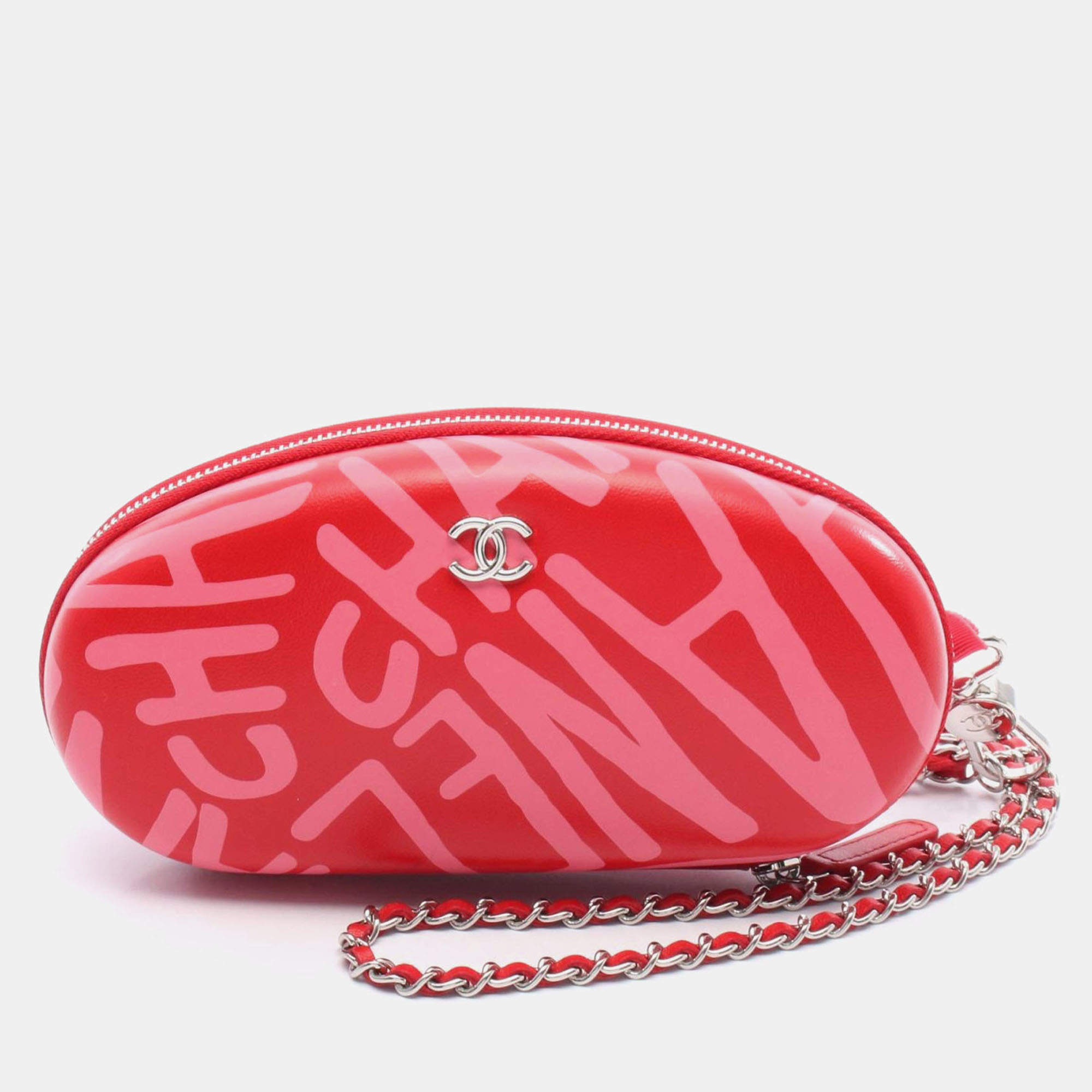 Pre Owned Chanel Coco Neige Red Sunglasses Holder Wristlet