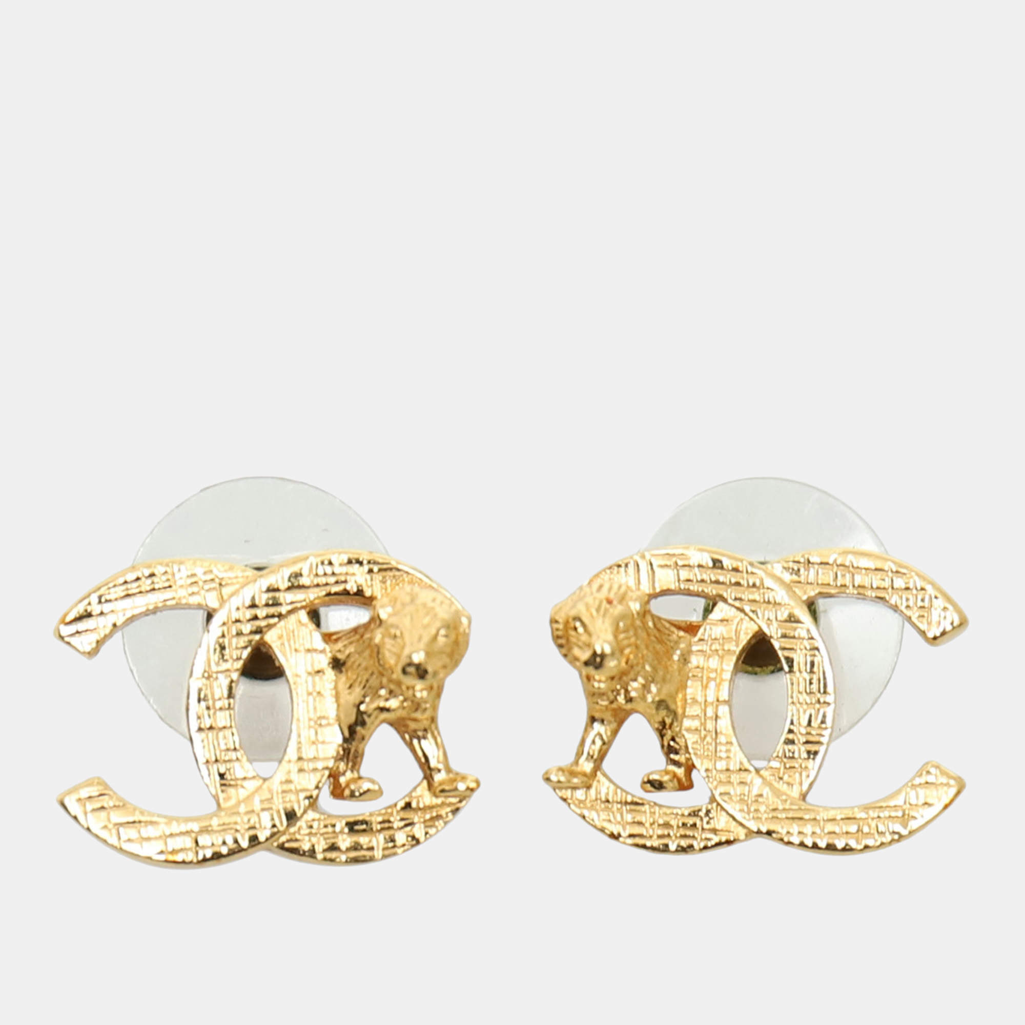 Pre Owned Chanel CC Lion Earrings