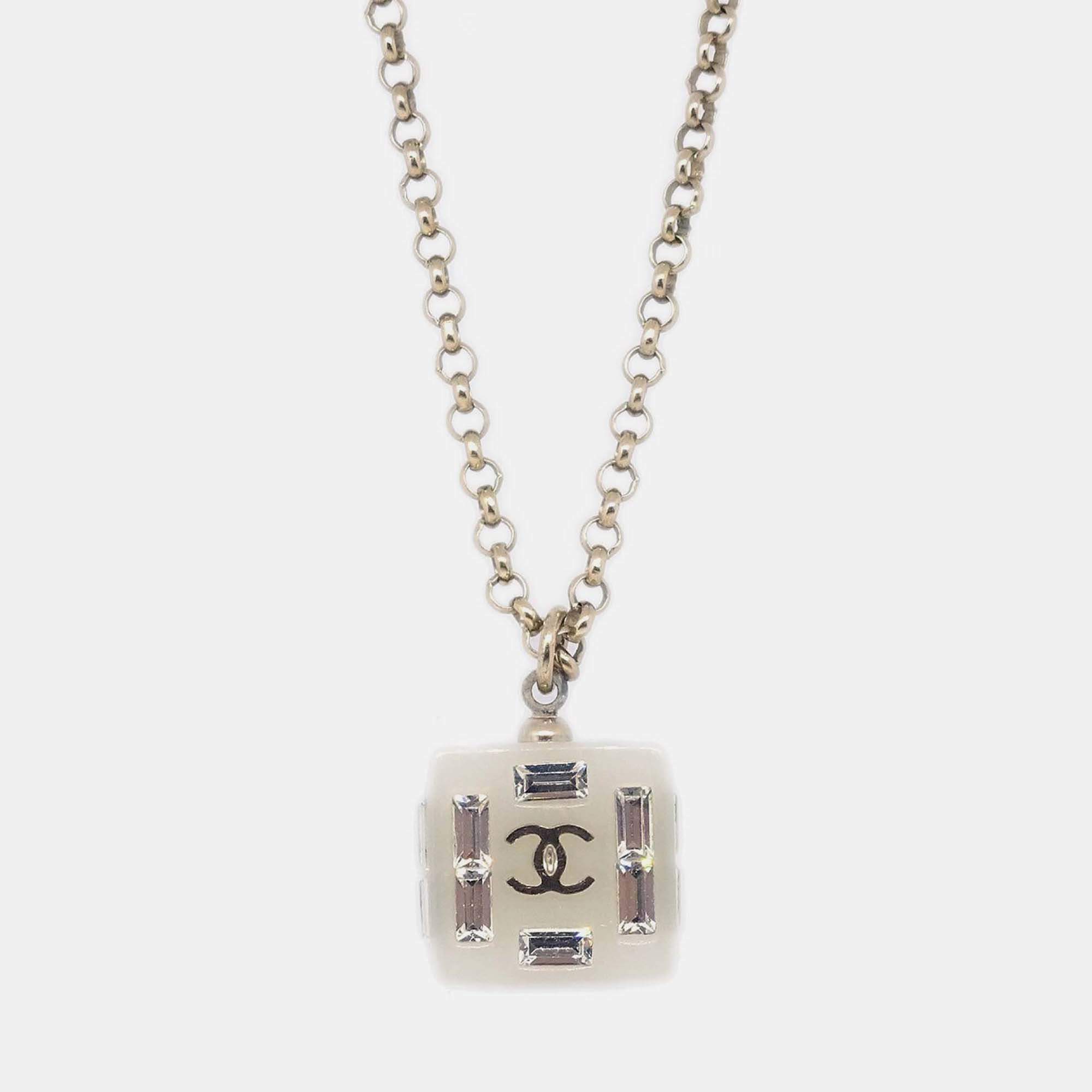 Pre Owned Chanel Gold Chain Pendant Necklace Rhinestone