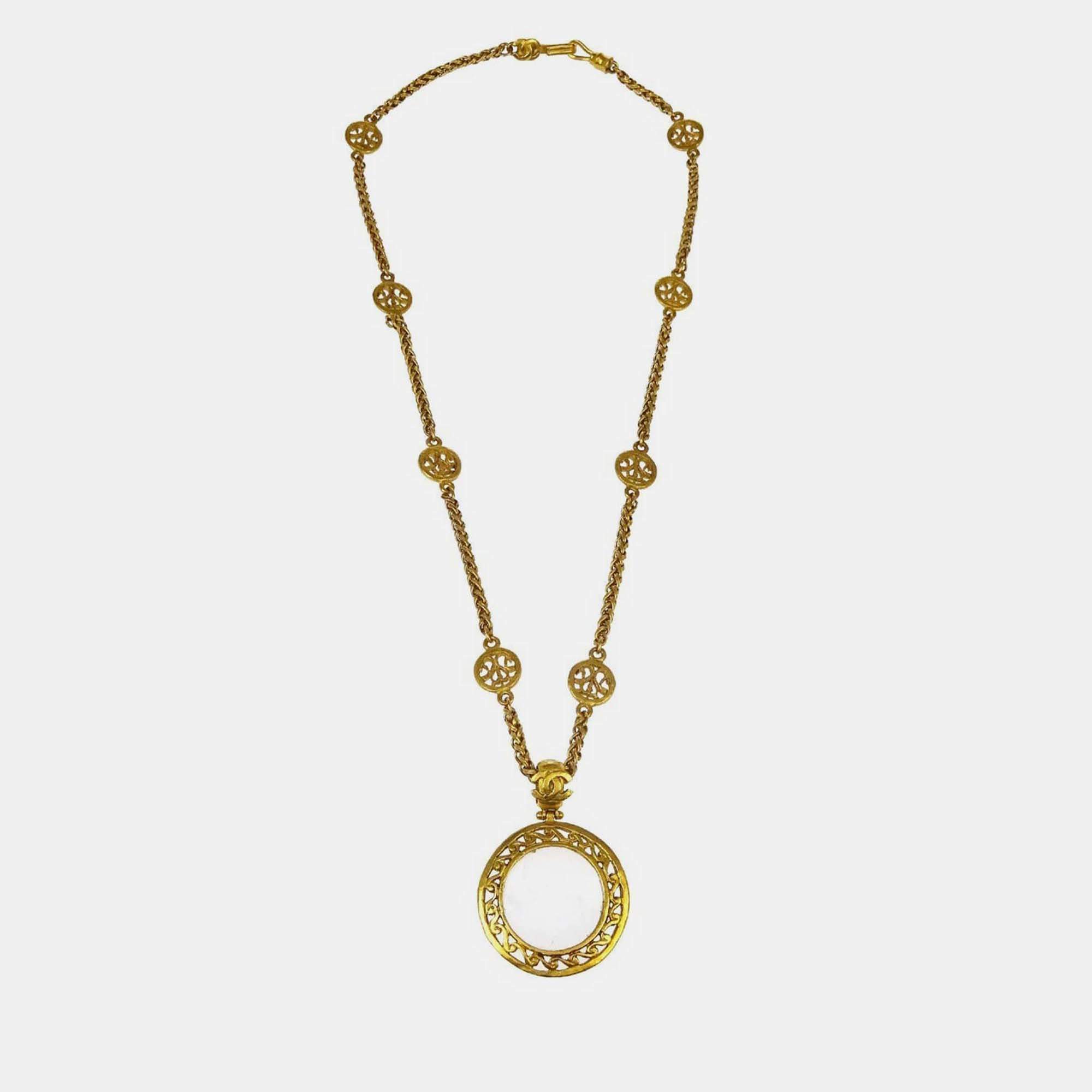Pre Owned Chanel Loupe Chain Necklace Gold