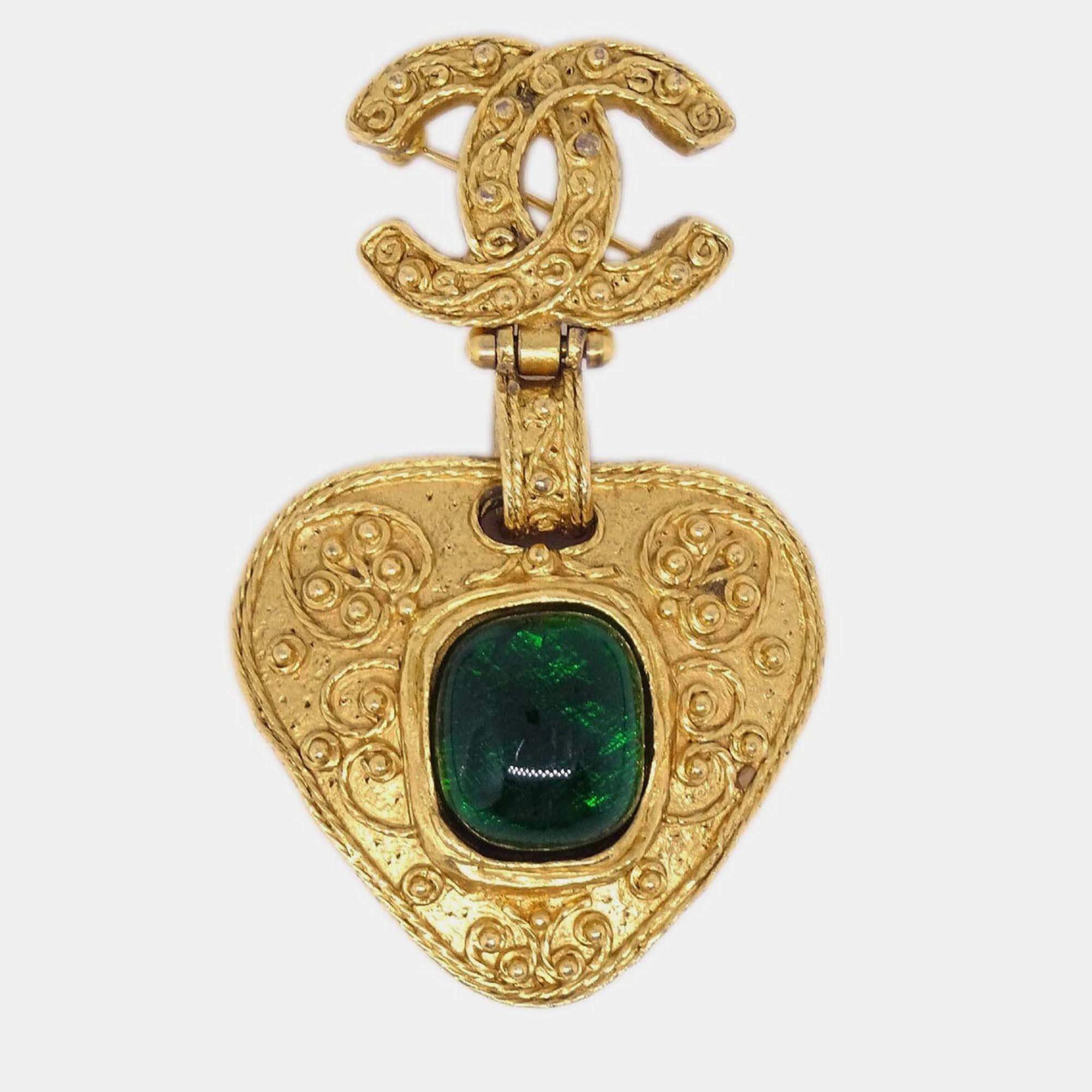 Pre Owned Chanel Brooch Pin Gold Gripoix