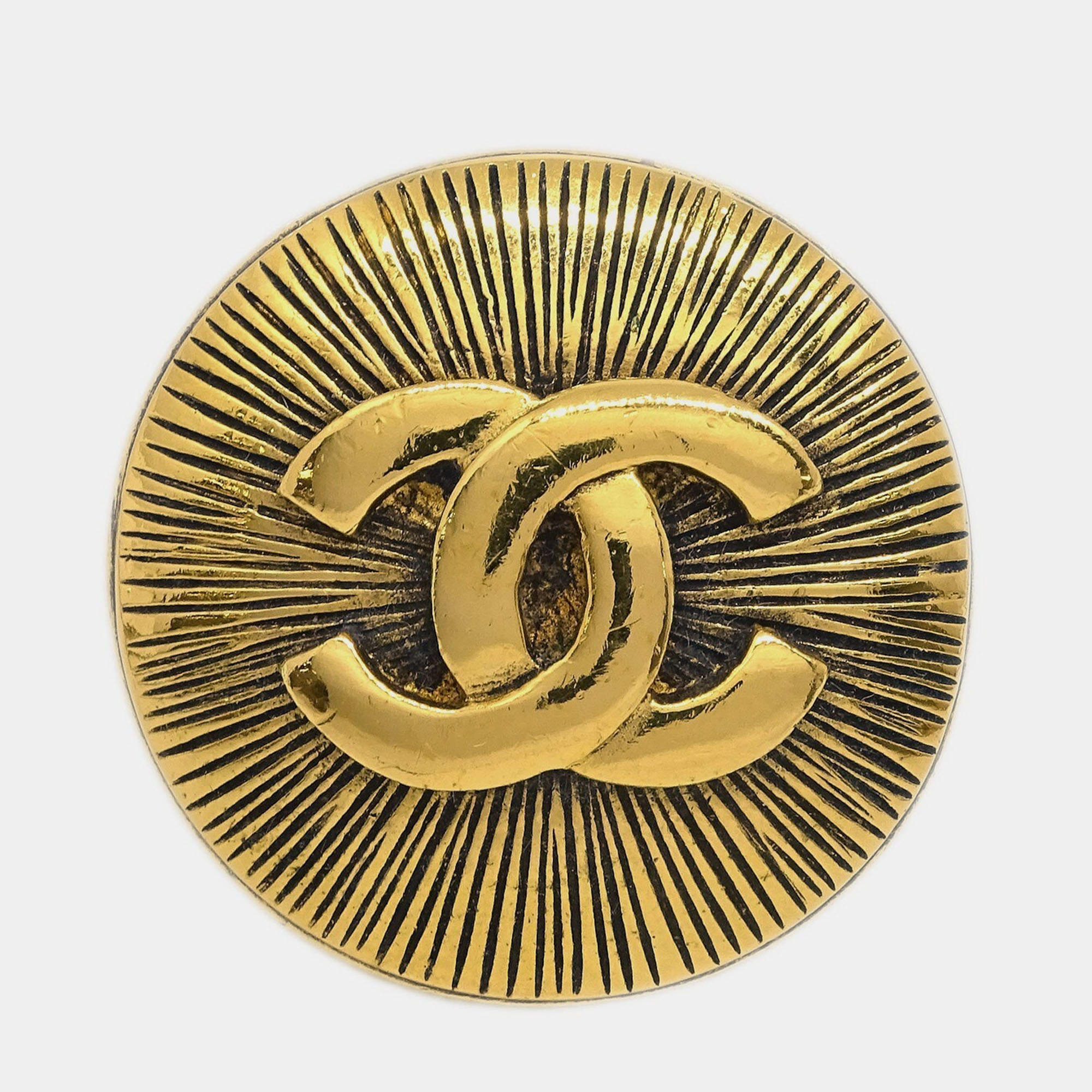Pre Owned Chanel Gold Medallion Brooch Pin