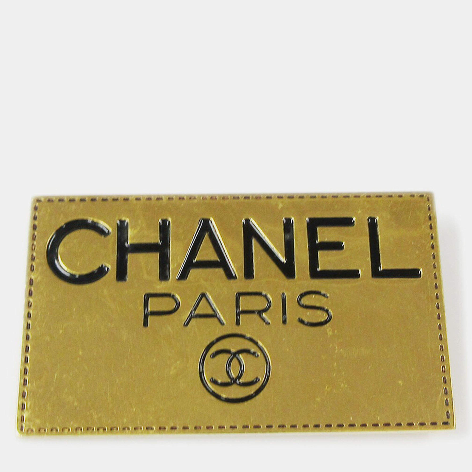 Pre Owned Chanel Plate Brooch Pin Gold