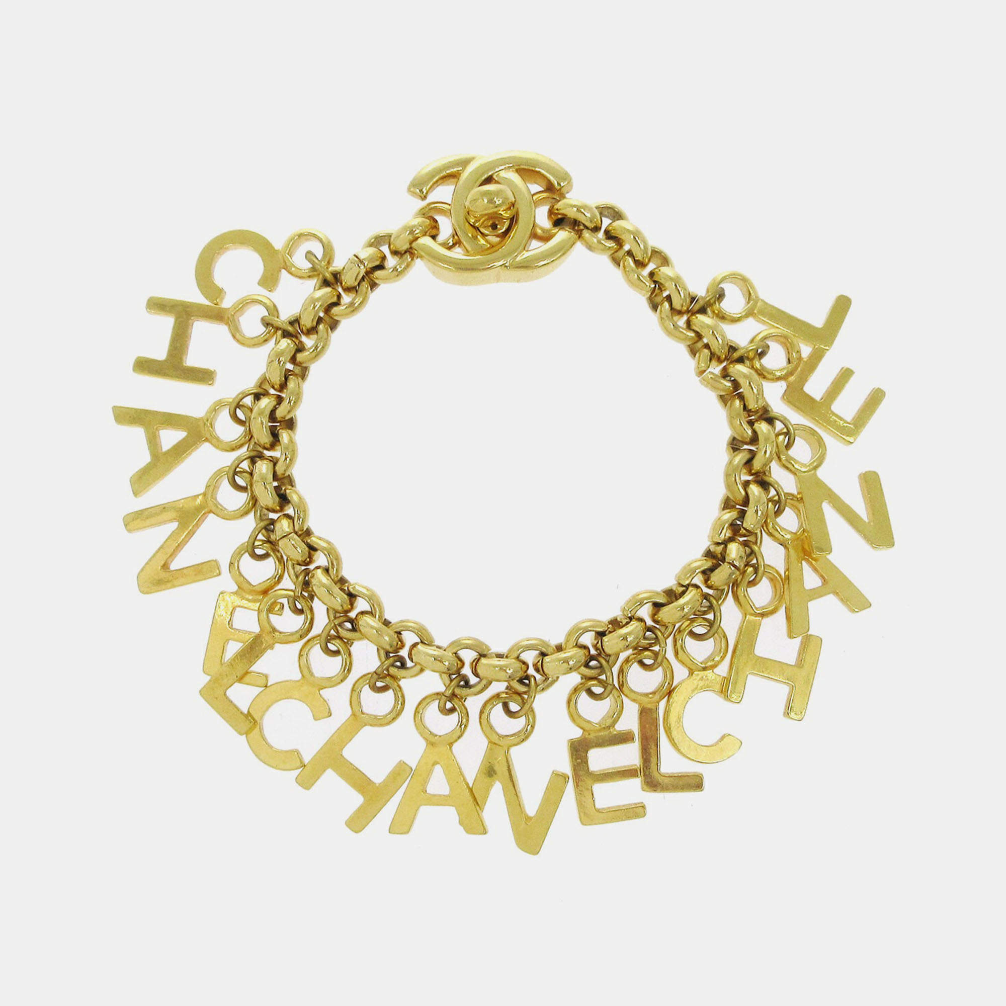 Pre Owned Chanel Turnlock Gold Chain Bracelet