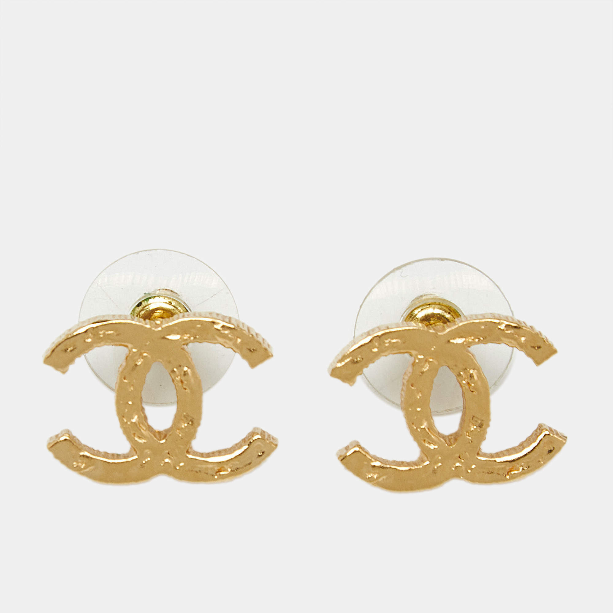 Pre Owned Chanel CC Gold Tone Earrings