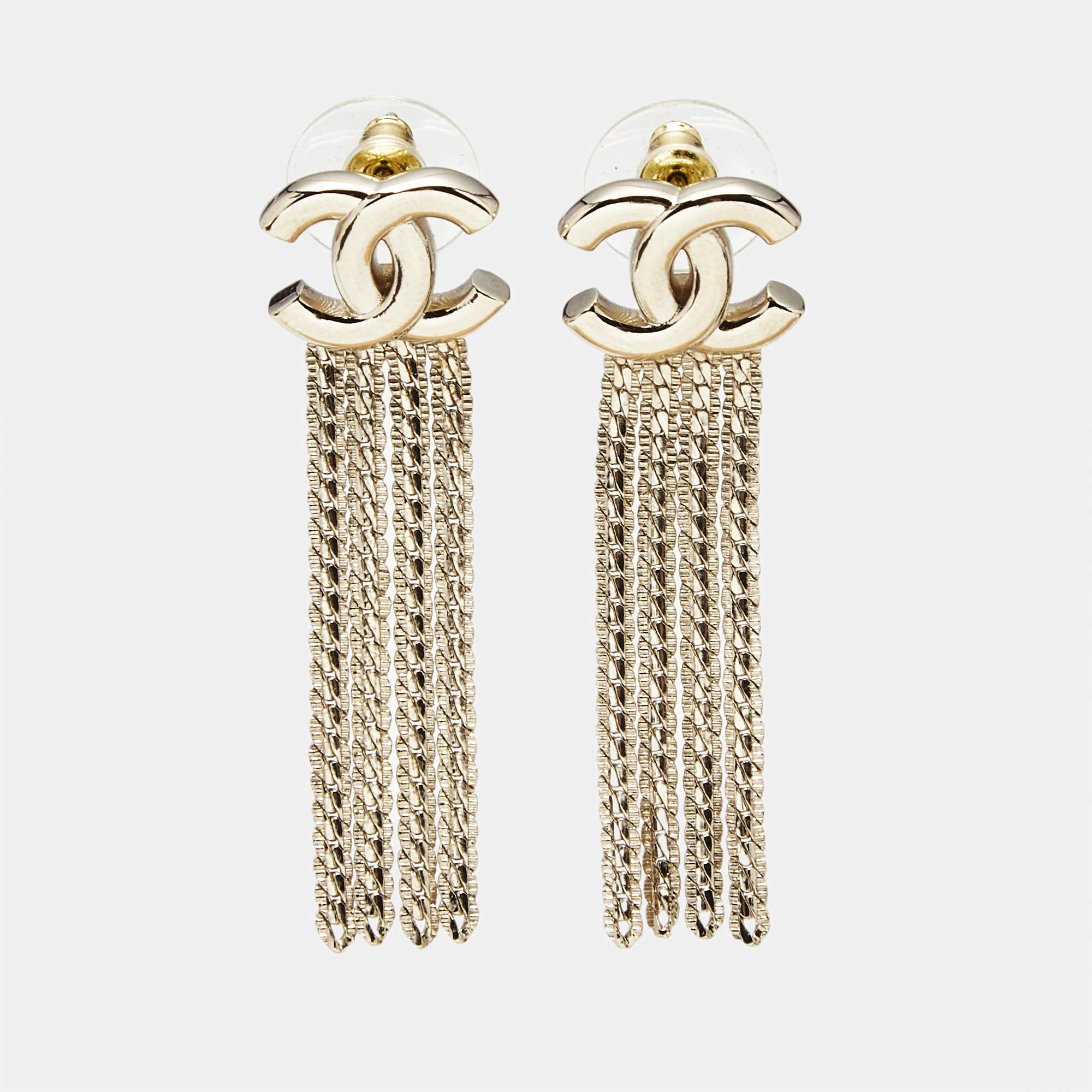 Pre Owned Chanel CC Gold Tone Earrings