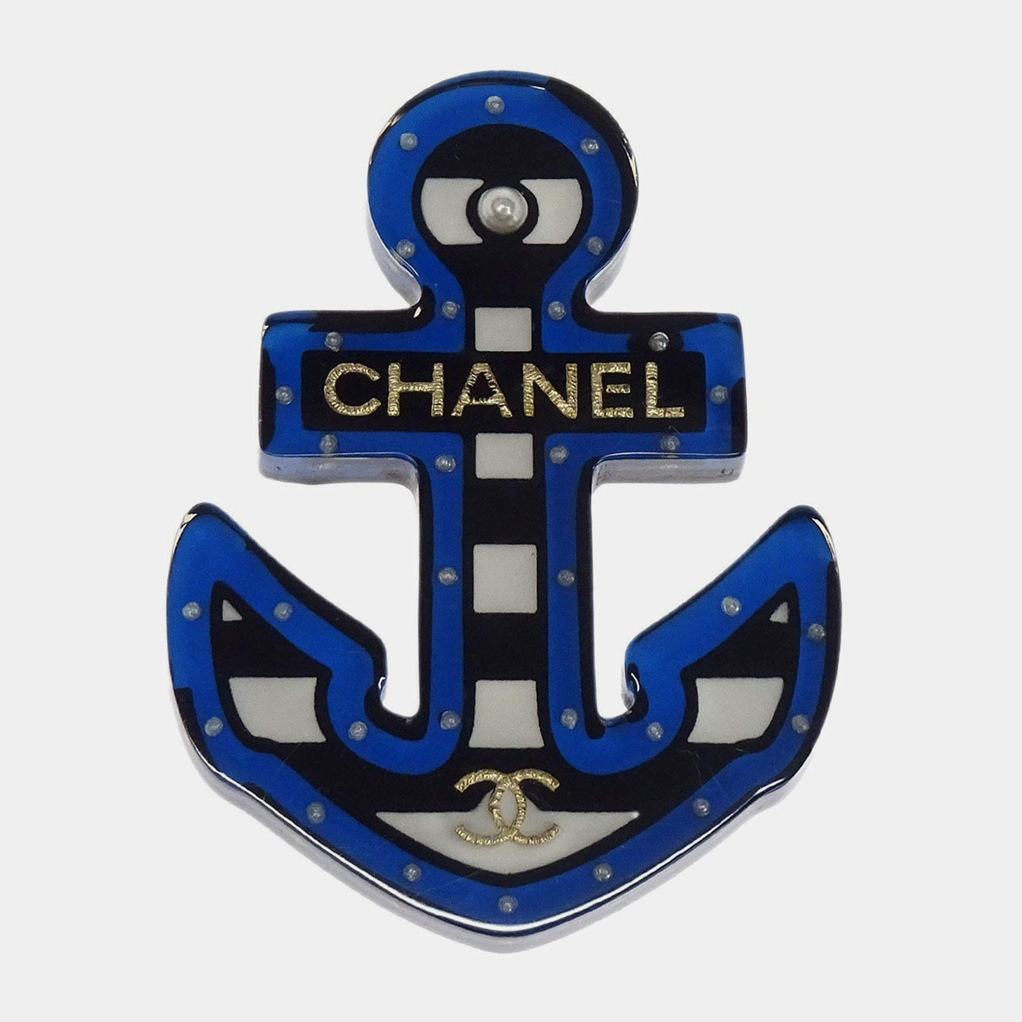 Pre Owned Chanel Brooch Pin Anchor Blue