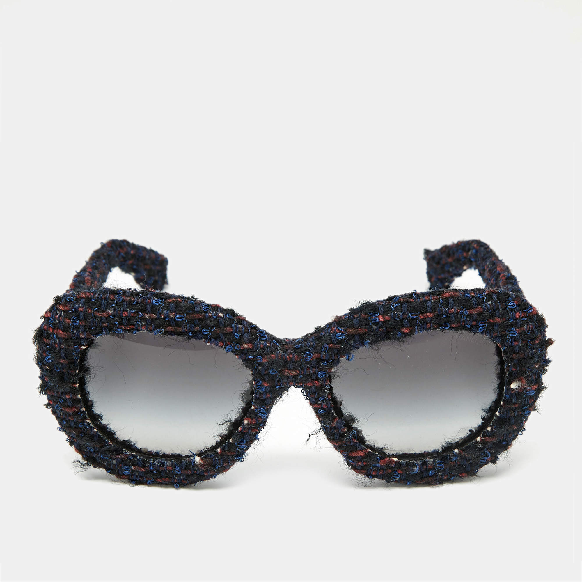 Pre Owned Chanel Navy Blue/Black Gradient Tweed 71085 Butterfly Sunglasses