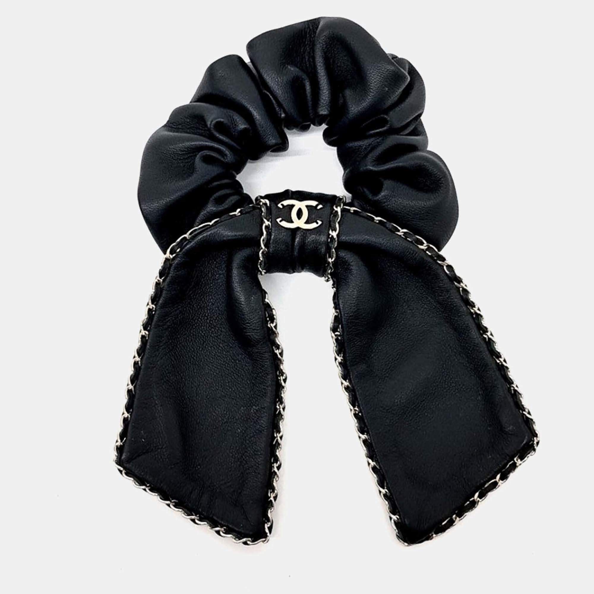 Pre Owned Chanel Black hair scrunchie