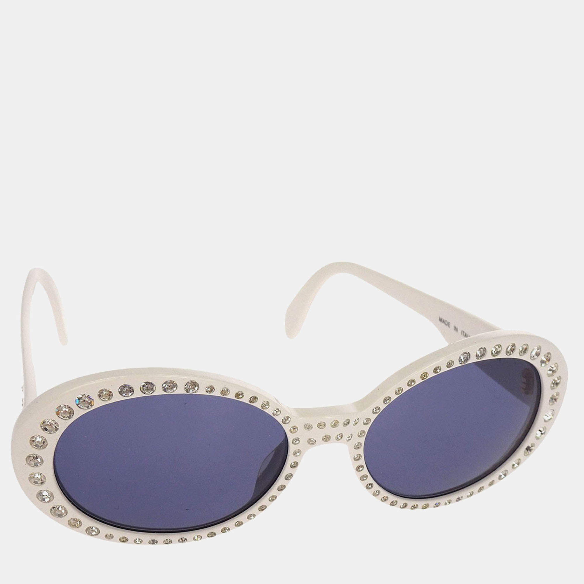 مملوكة مسبقًا Chanel Sunglasses Eyewear Black White Rhinestone Small