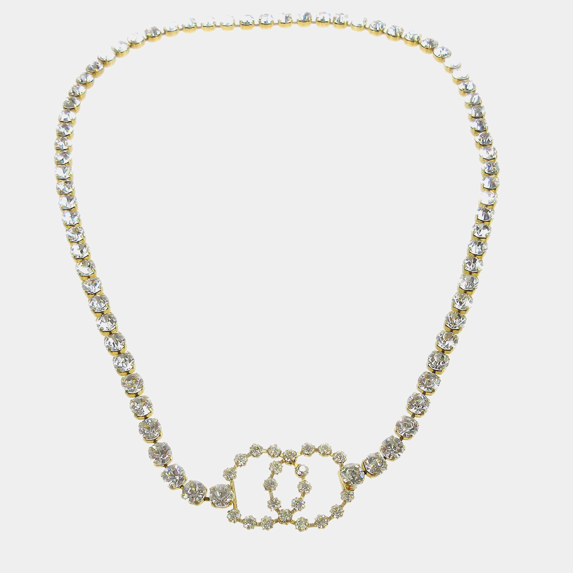 مملوكة مسبقًا حزام شانيل سلسلة ذهبية CC مرصع بكريستال