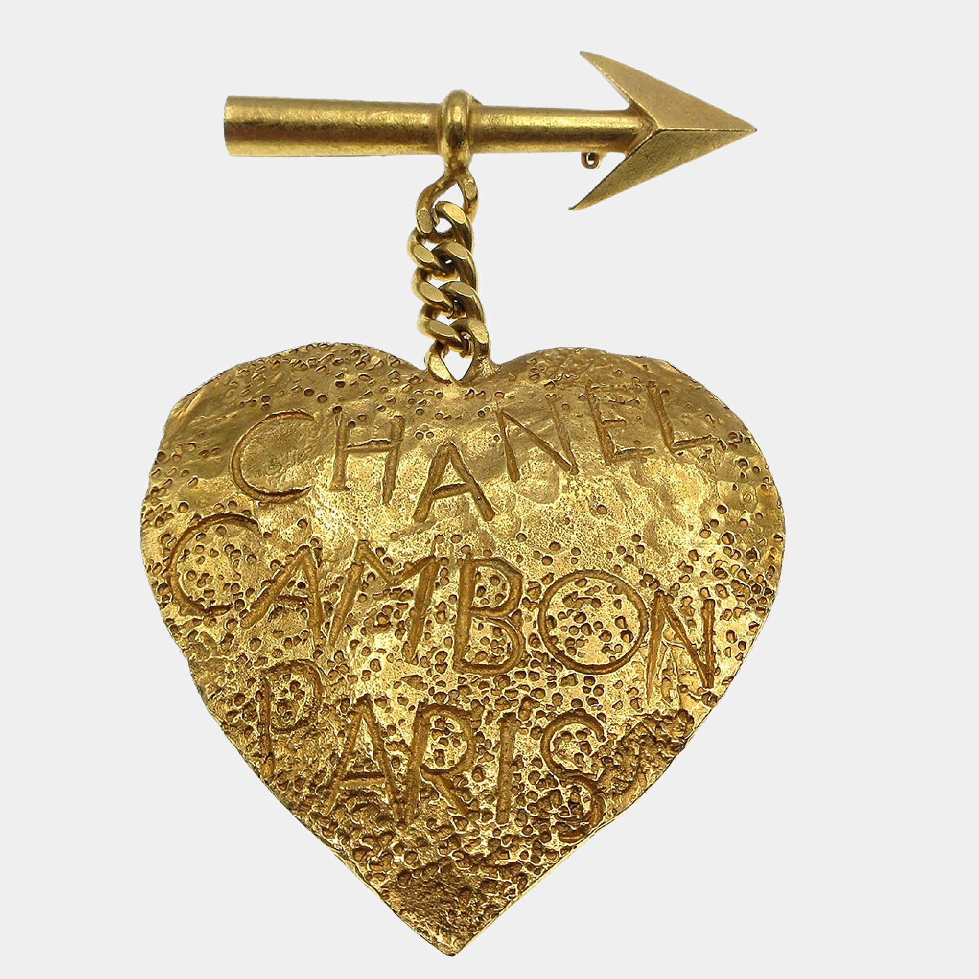 مملوكة مسبقًا Chanel Heart And Arrow Brooch Gold