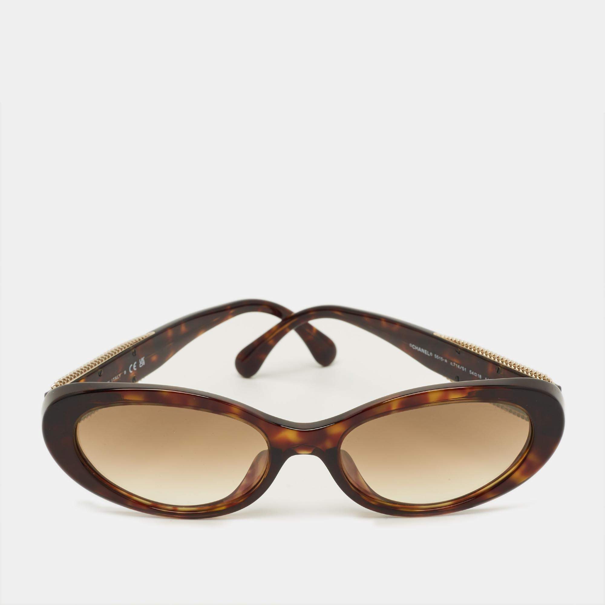 مملوكة مسبقًا Chanel Tortoise Brown Gradient 5515 A Oval Sunglasses