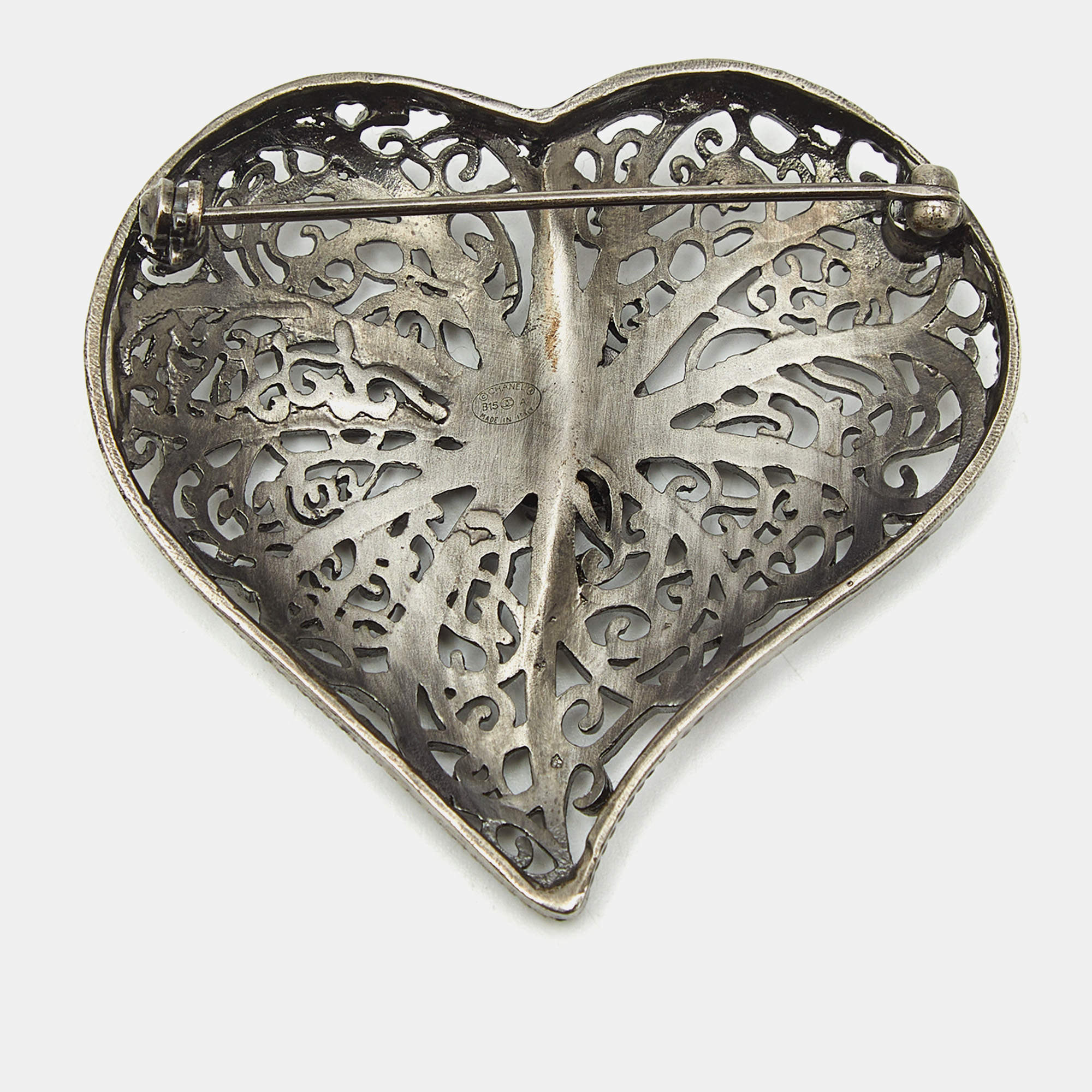 Pre Owned بروش شانيل CC كريستال لؤلؤي زائف ذهبي اللون