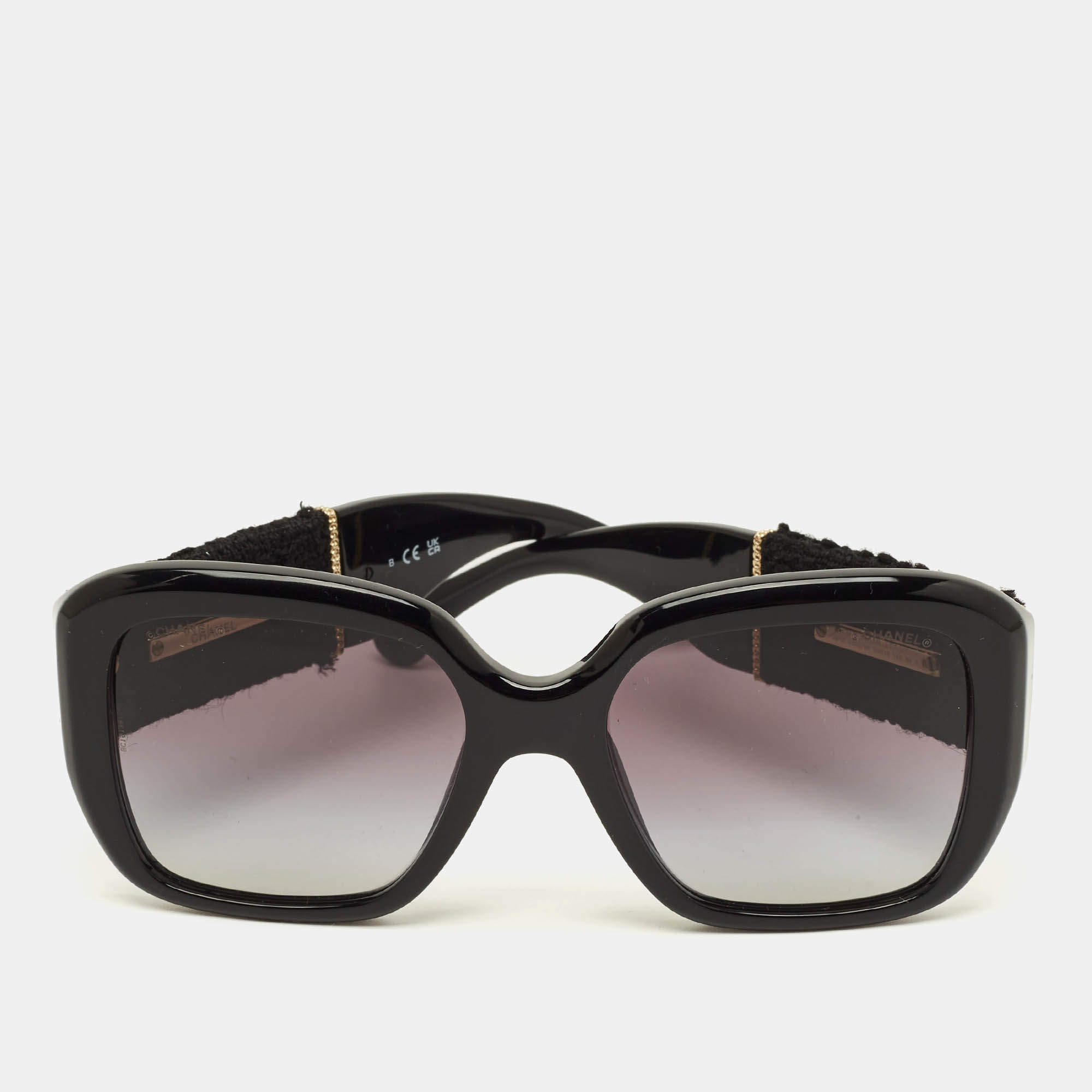 Pre Owned نظارة شمسية شانيل مربع 5512 قماش تويد CC متدرجة سوداء