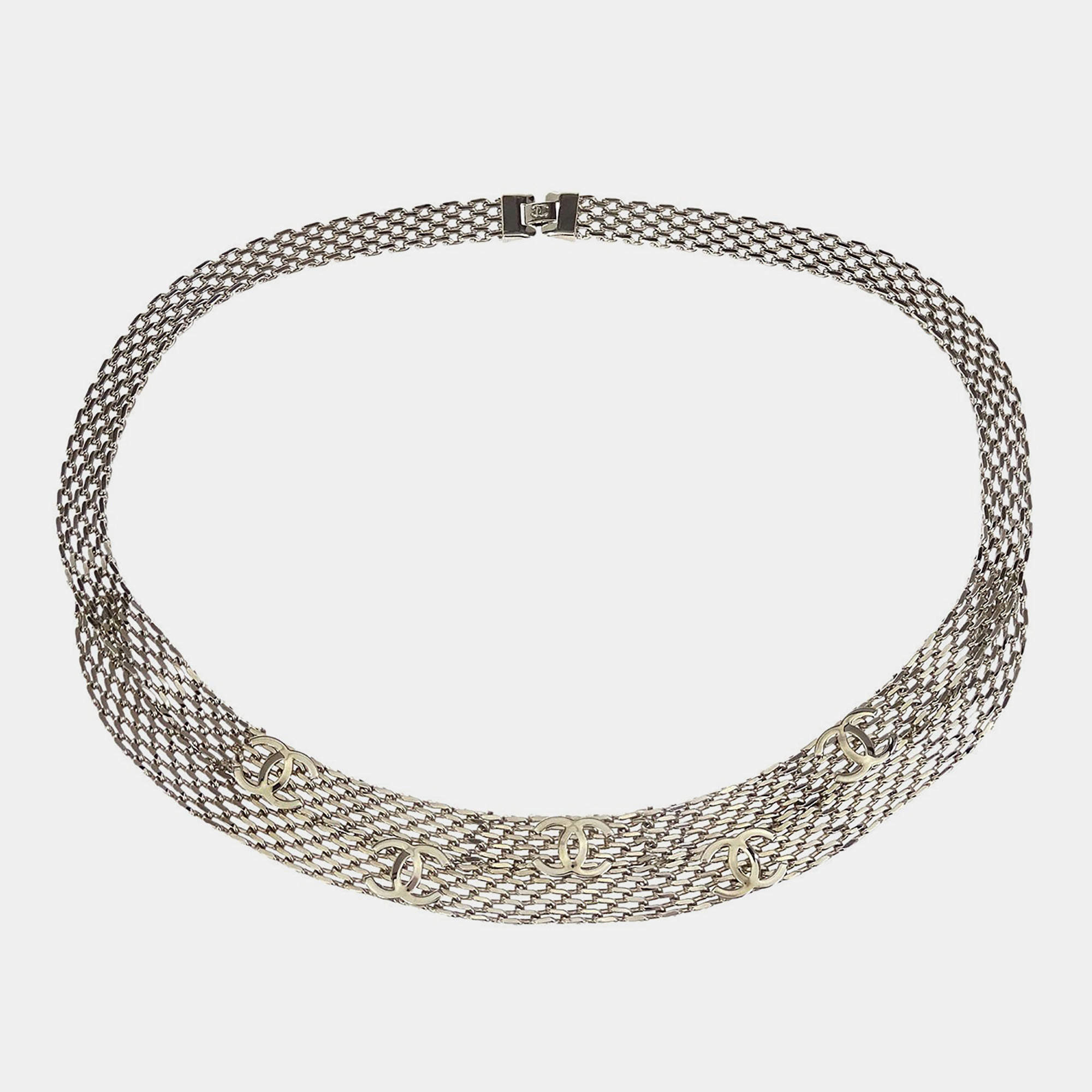Pre Owned Chanel Chain Belt Silver Small
