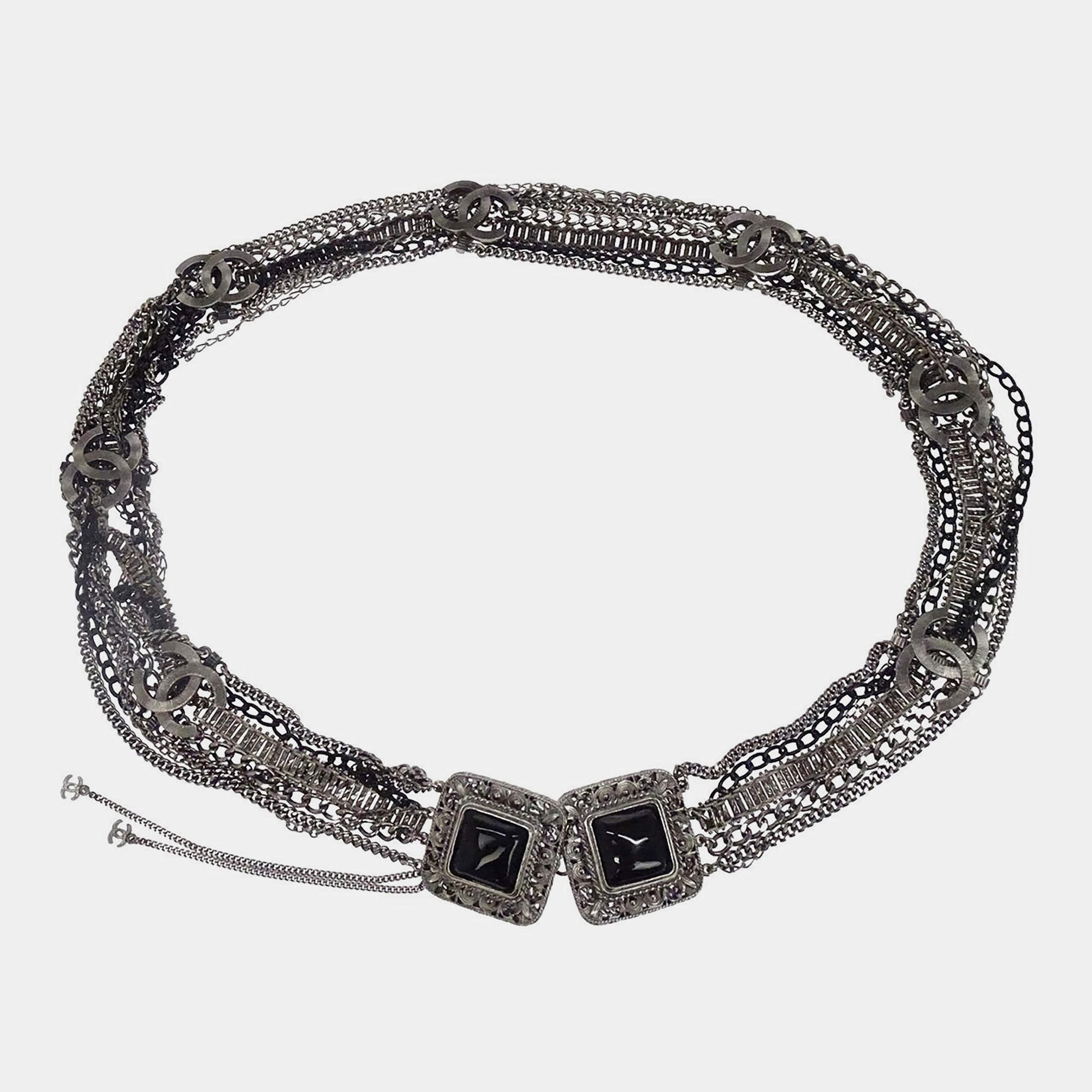 مملوكة مسبقًا Chanel Chain Belt Silver Gripoix Small Good