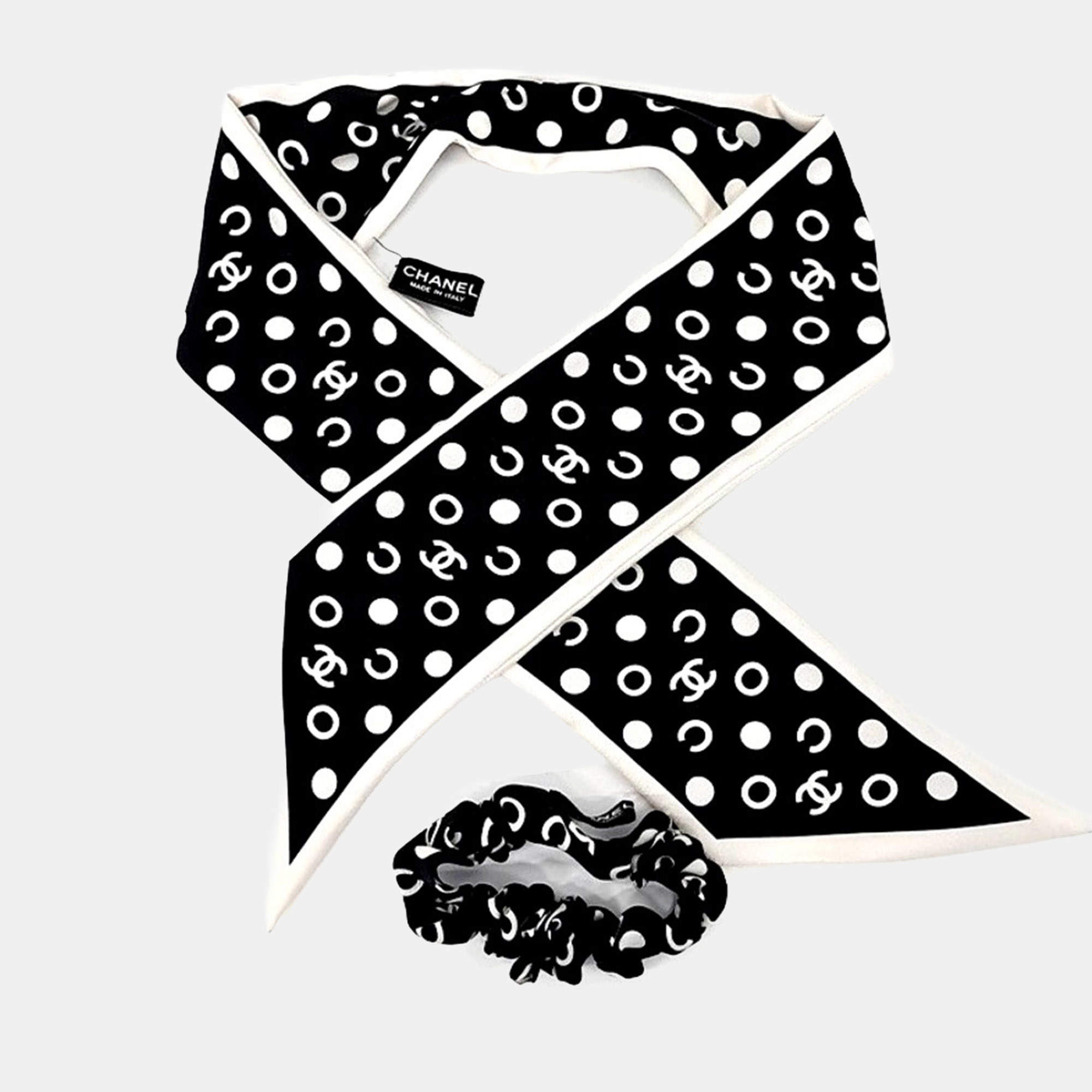 Pre Owned Chanel Silk Multicolor Hair Scrunchie And Twilly