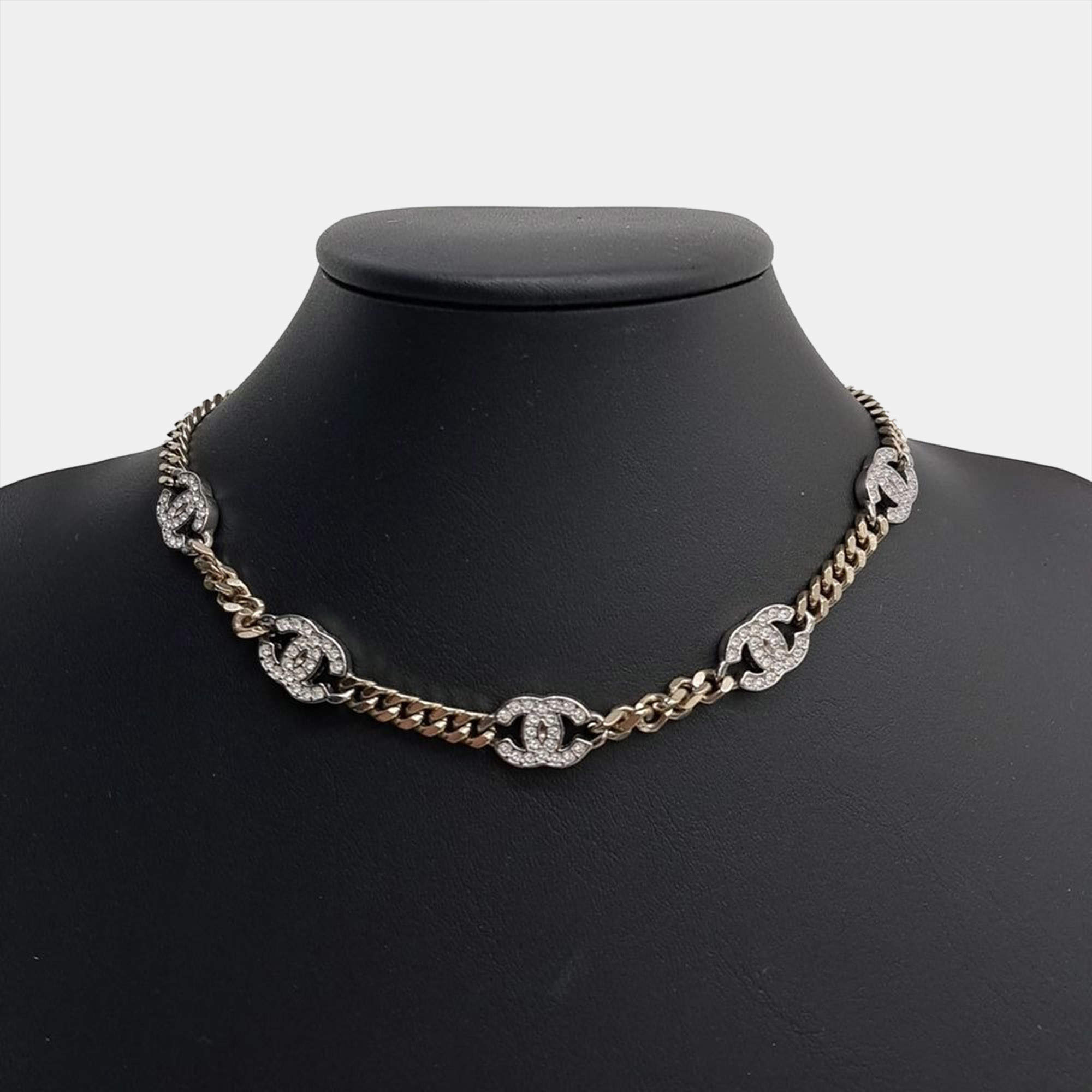 Pre Owned Chanel logo chain choker necklace