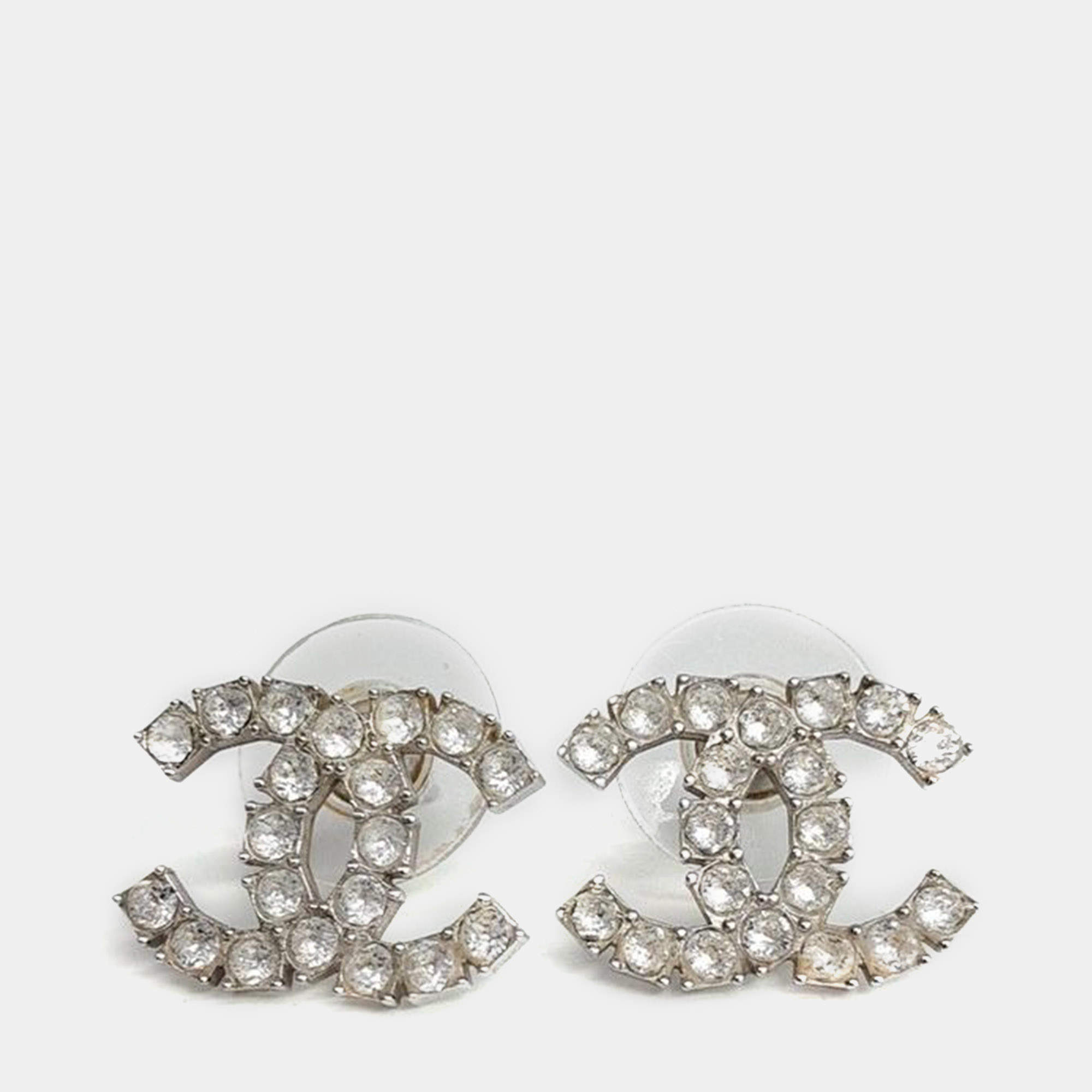 Pre Owned Chanel Metal logo earrings