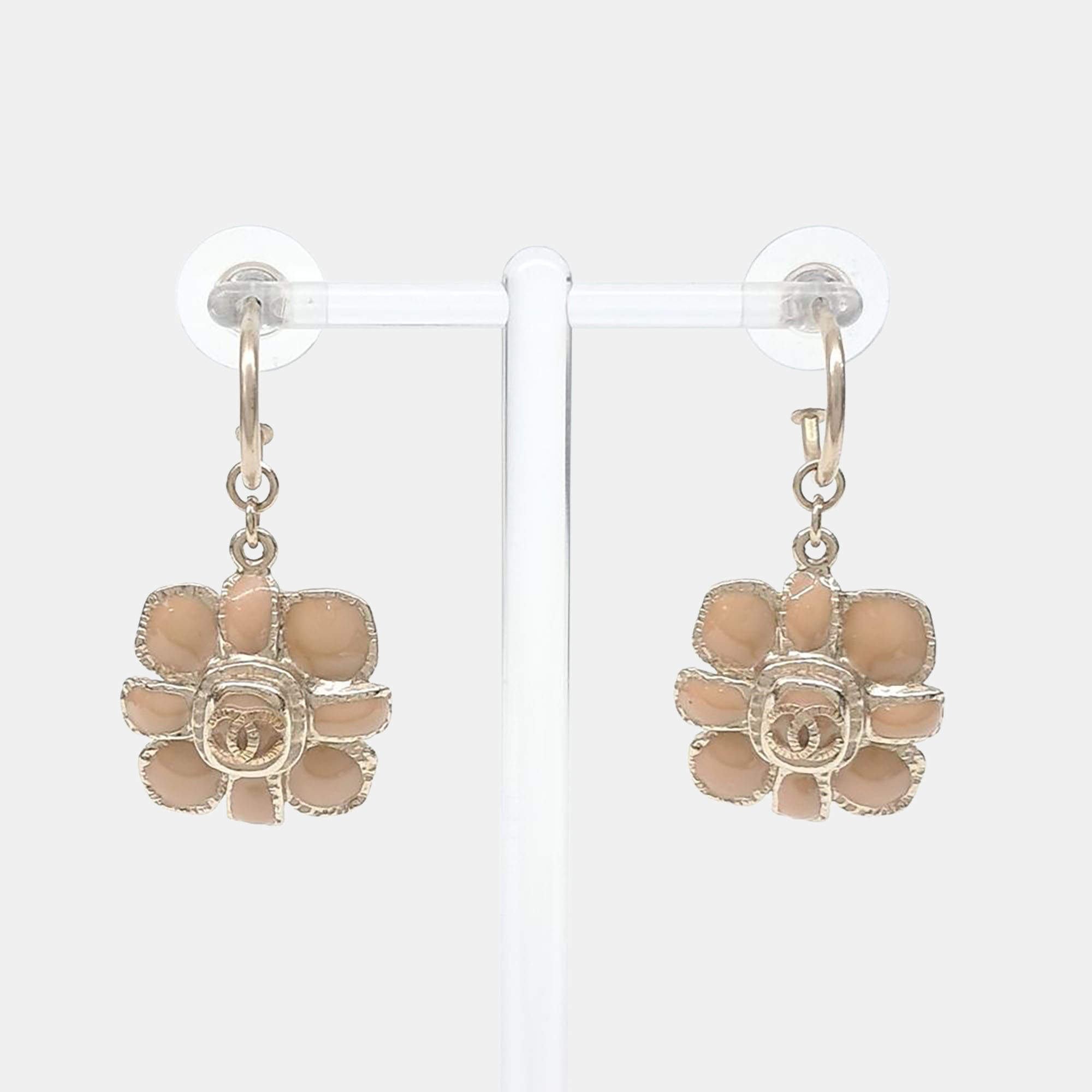 Pre Owned Chanel CC Camellia Drop Earrings