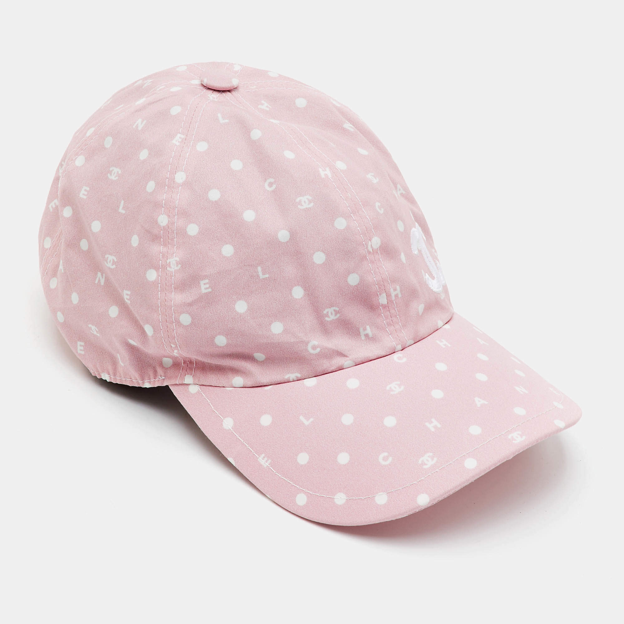 Pre Owned Chanel Pink CC Polka Dot Print Cotton Baseball cap