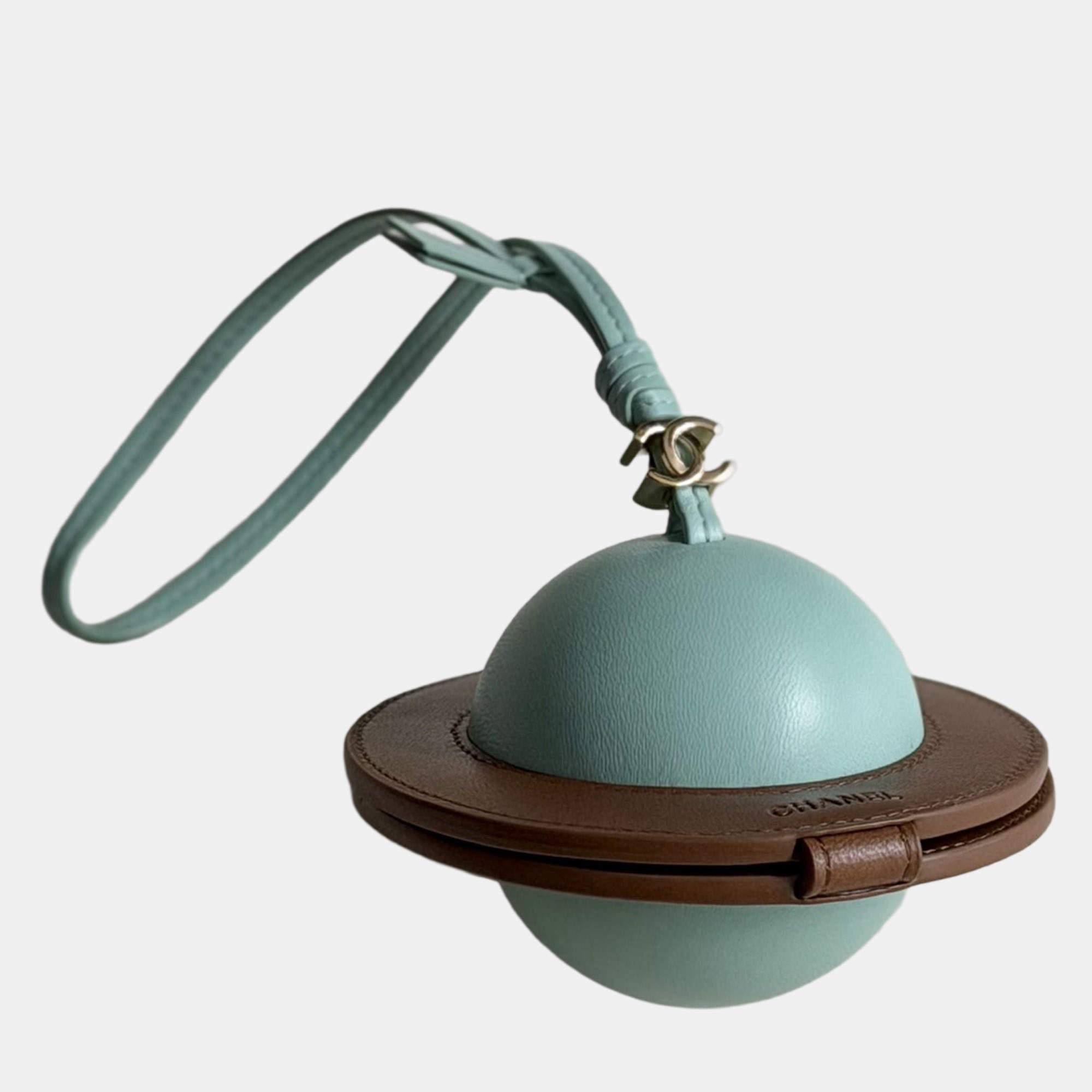 Pre Owned Chanel 26S UFO spaceship-shaped charm in Tiffany blue new laser-mark version